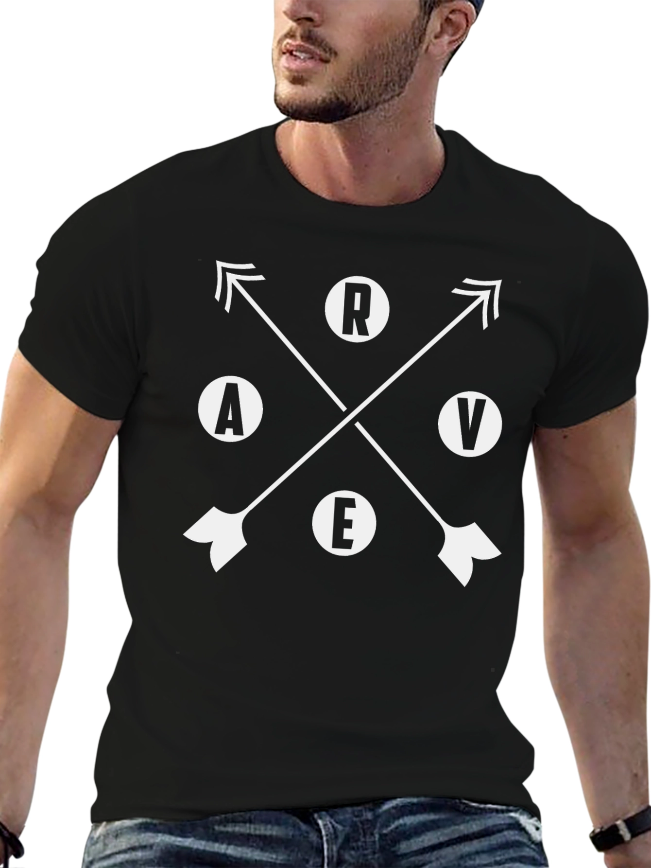 Retro Rave Arrow T-Shirt - Black