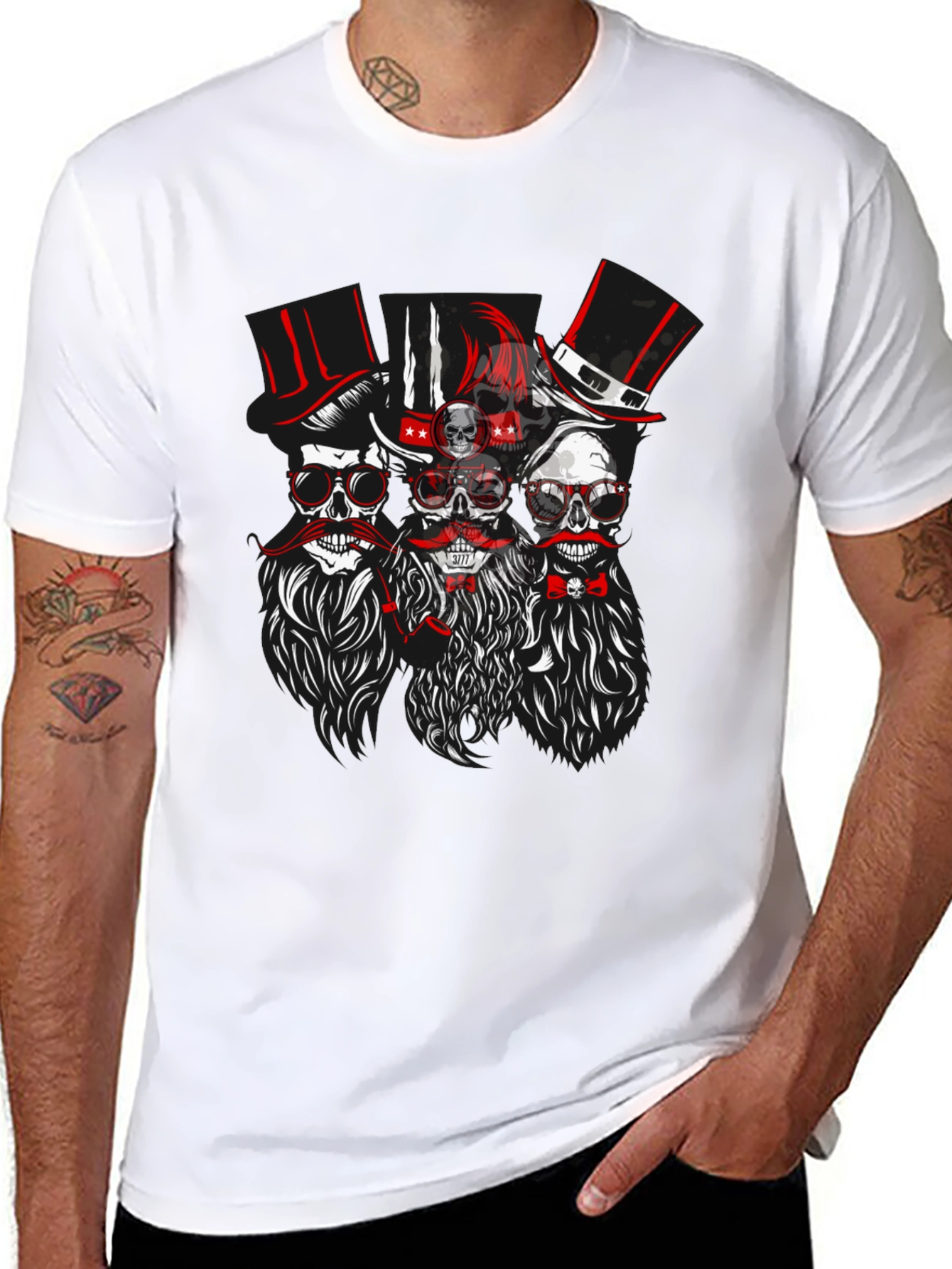 Skull & Mustache Graphic T-Shirt - Mens Black Tee