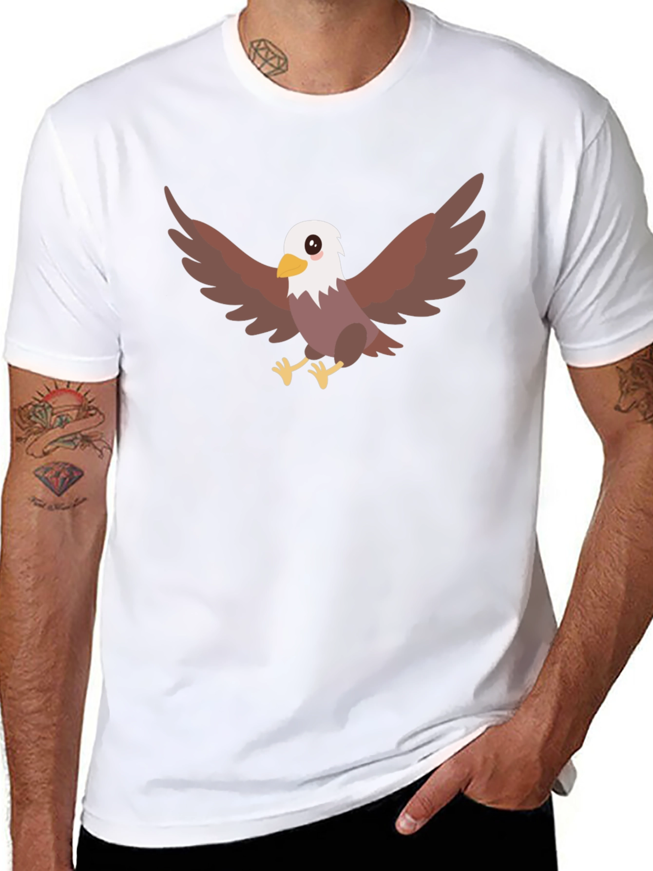 Cool Eagle Cartoon Black T-Shirt