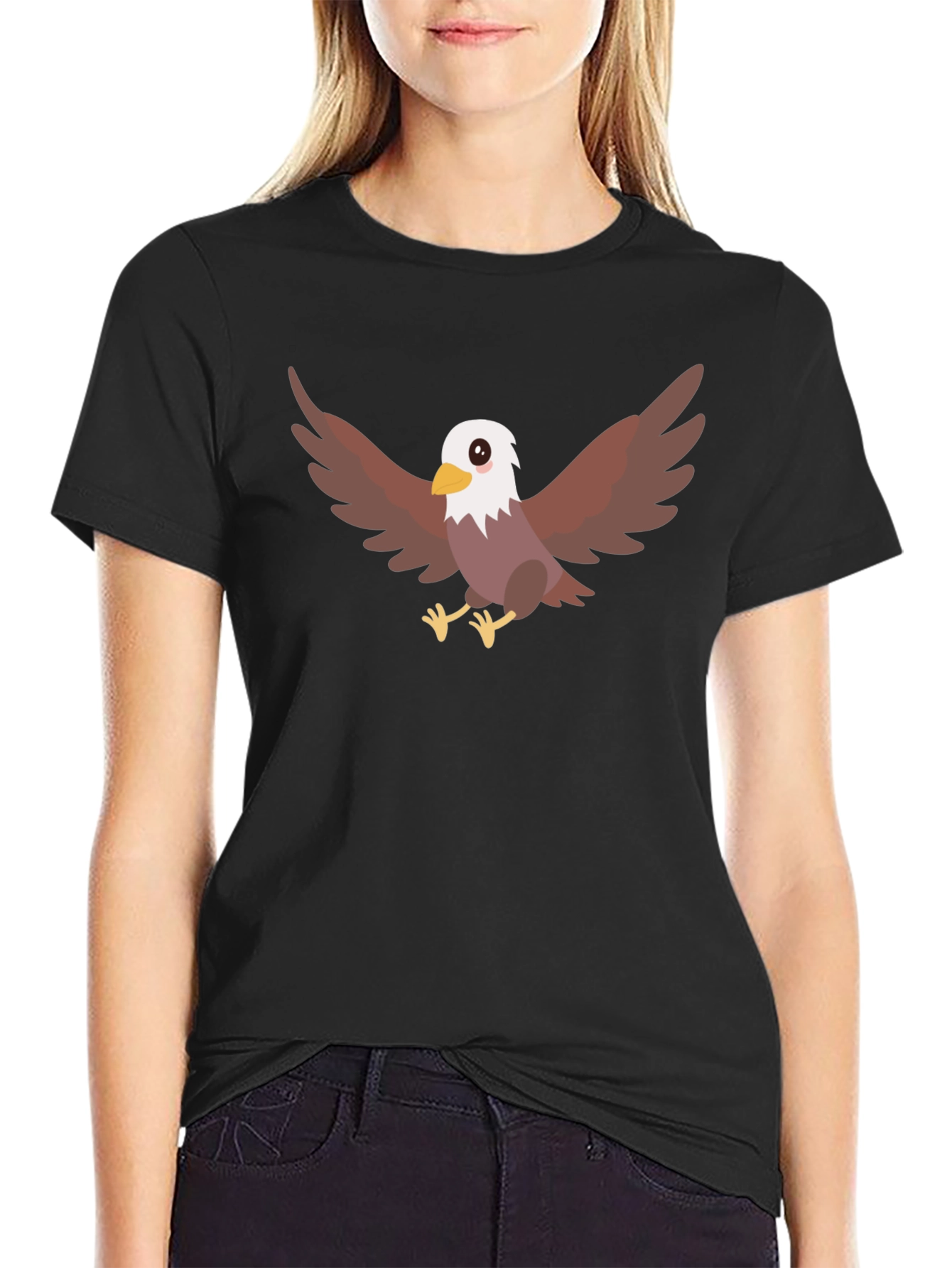 Cool Eagle Cartoon Black T-Shirt