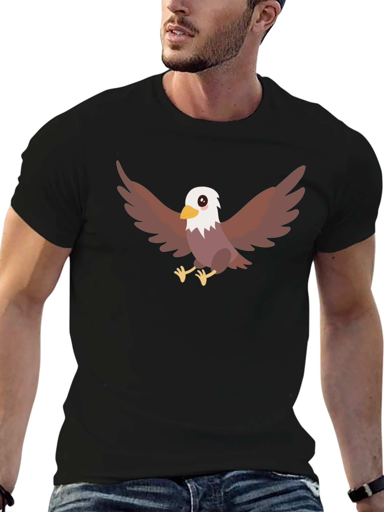 Cool Eagle Cartoon Black T-Shirt