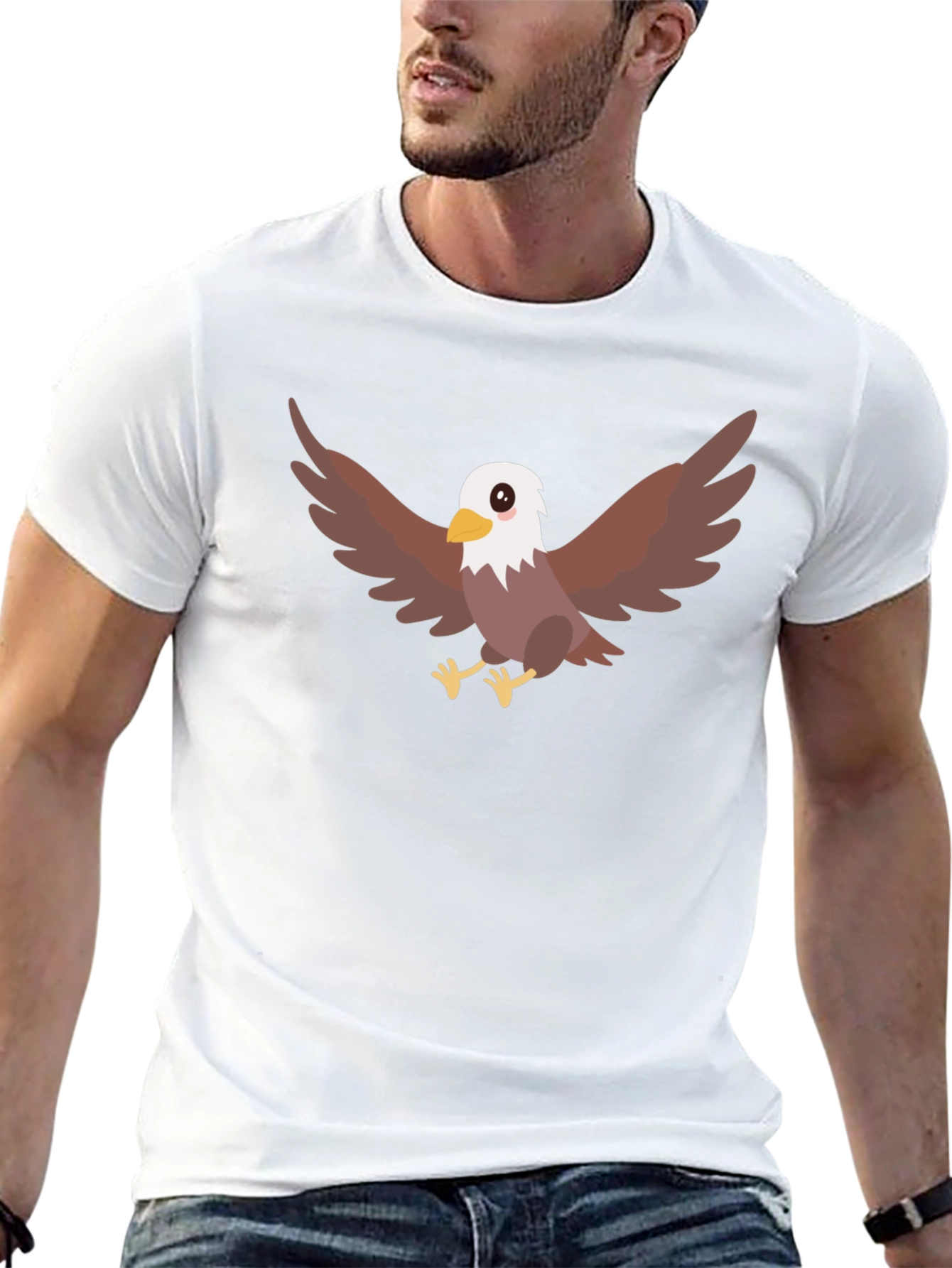 Cool Eagle Cartoon Black T-Shirt