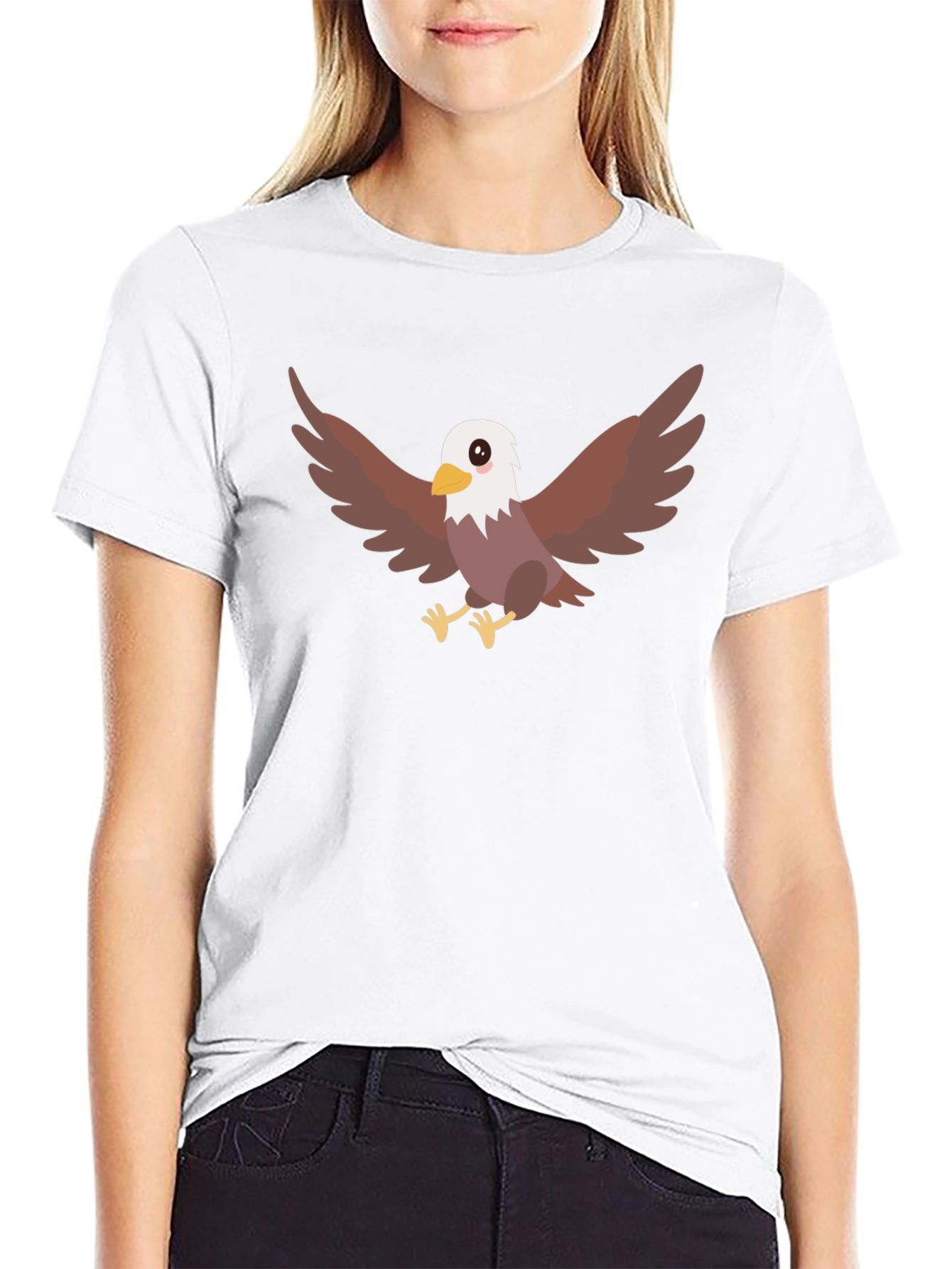 Cool Eagle Cartoon Black T-Shirt
