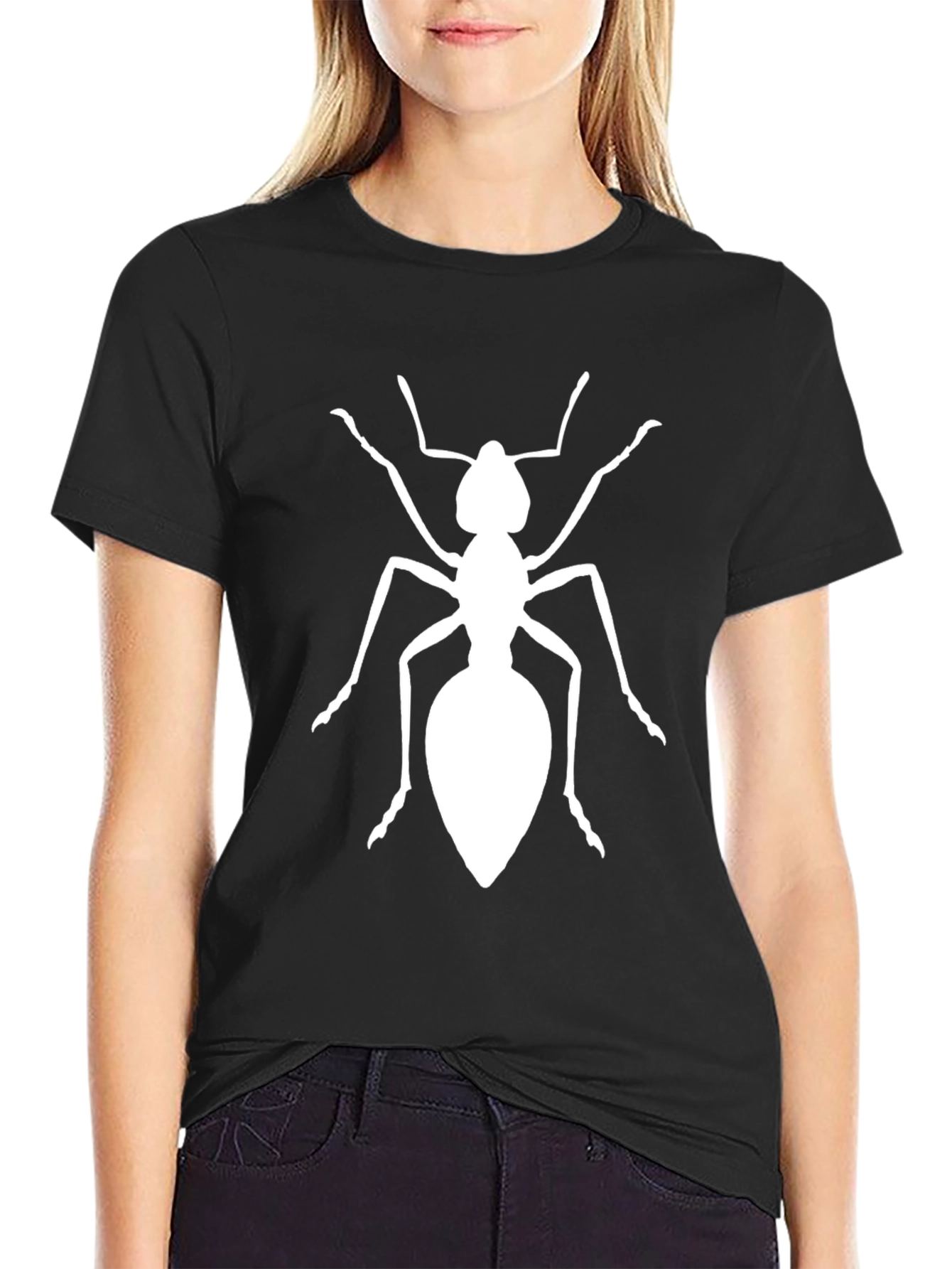 Ant Graphic Tee - Black Cotton Casual