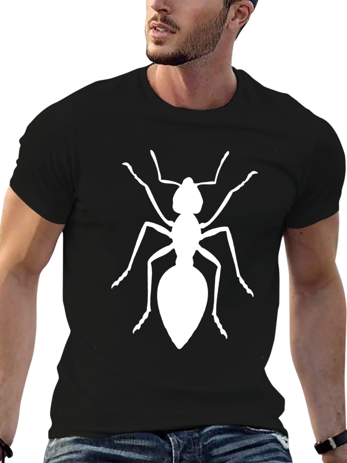 Ant Graphic Tee - Black Cotton Casual