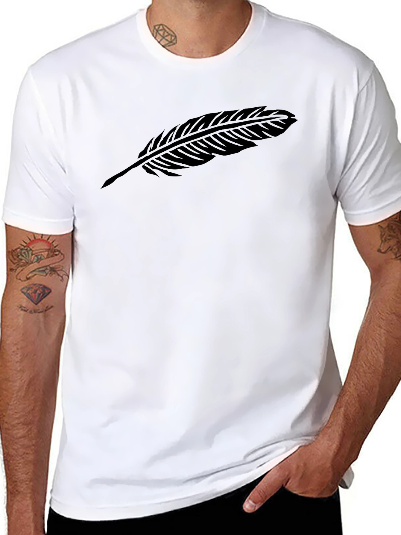 Black Feather Graphic Tee - Stylish and Comfortable