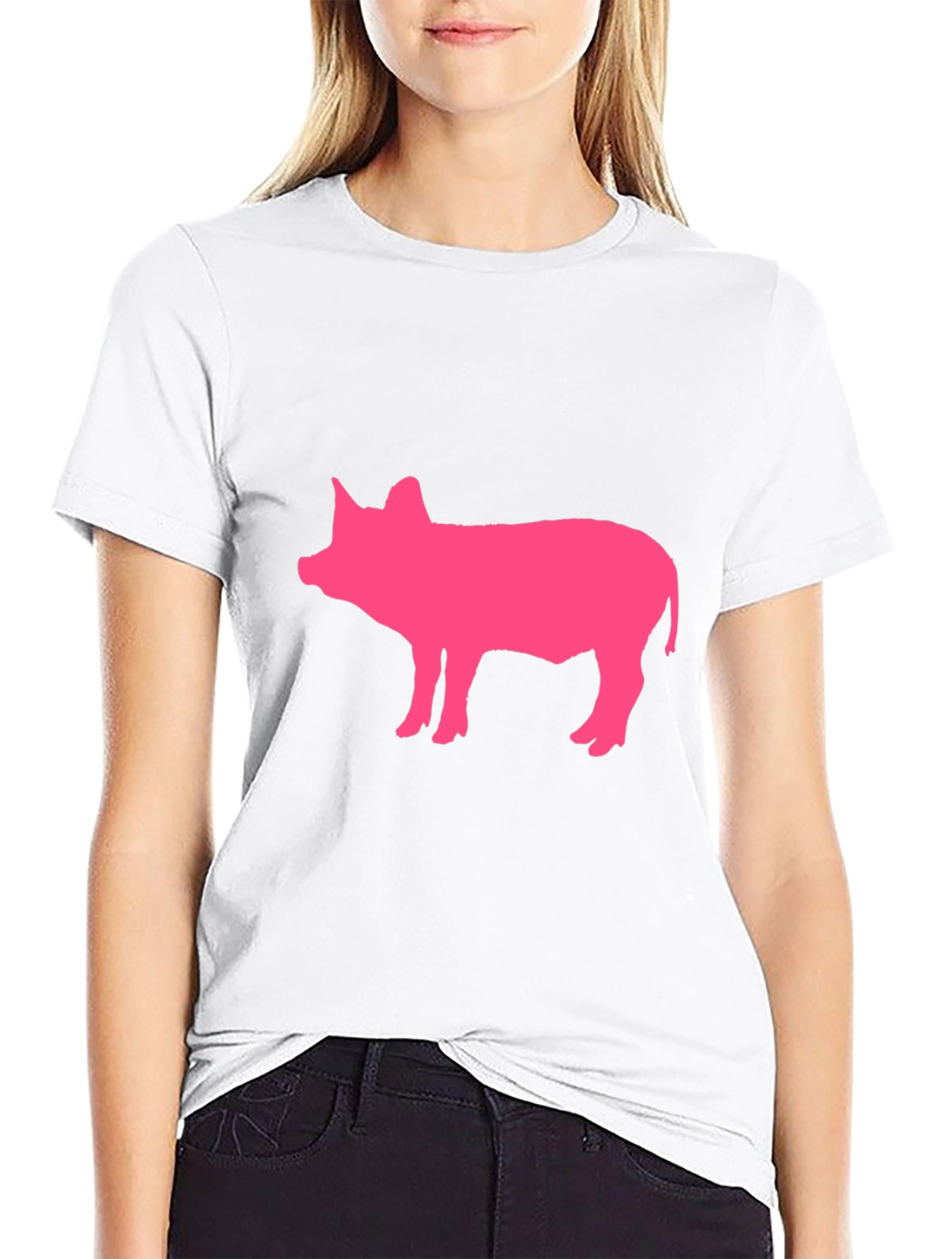 Pink Pig Graphic Black T-Shirt