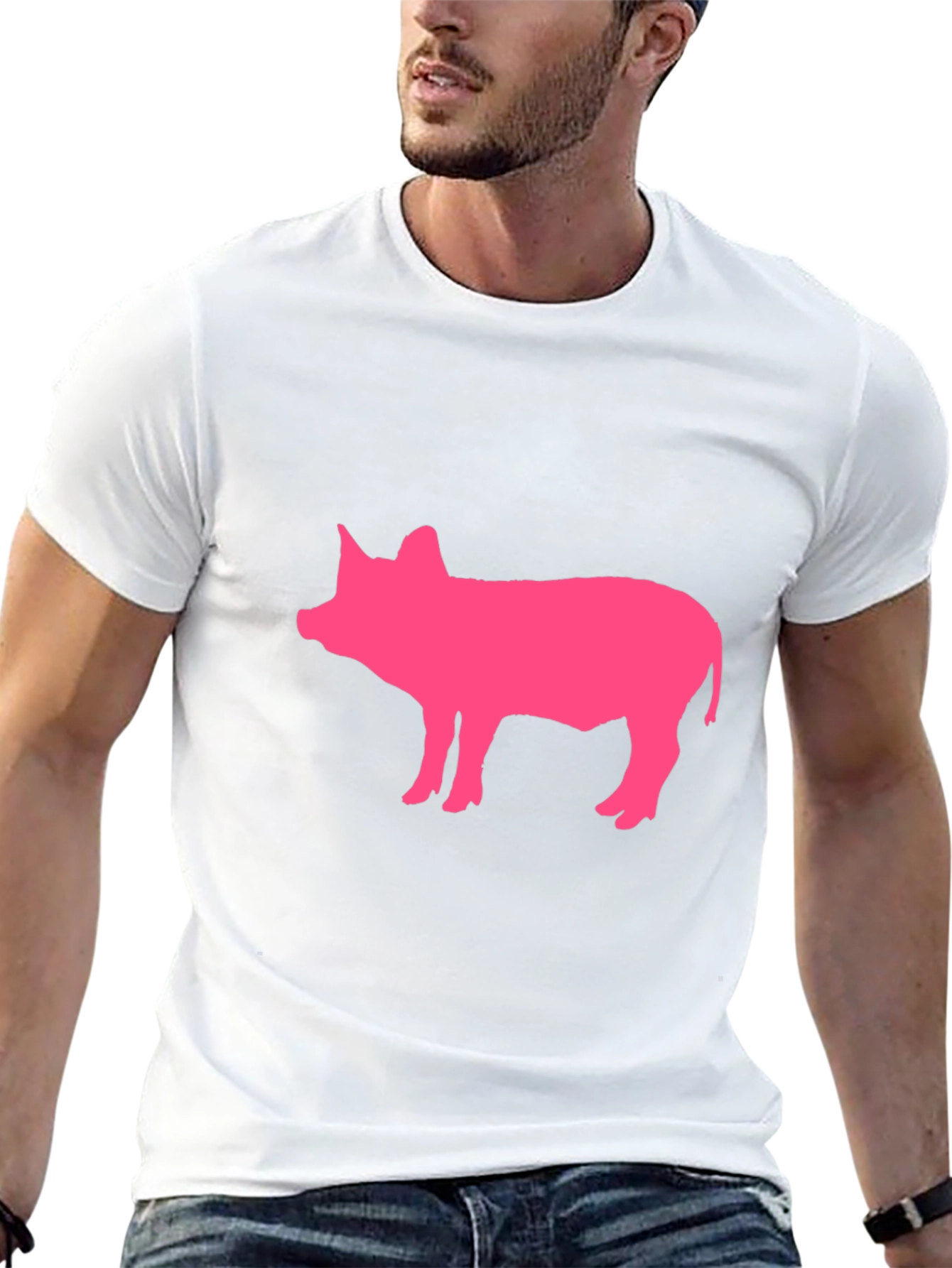 Pink Pig Graphic Black T-Shirt