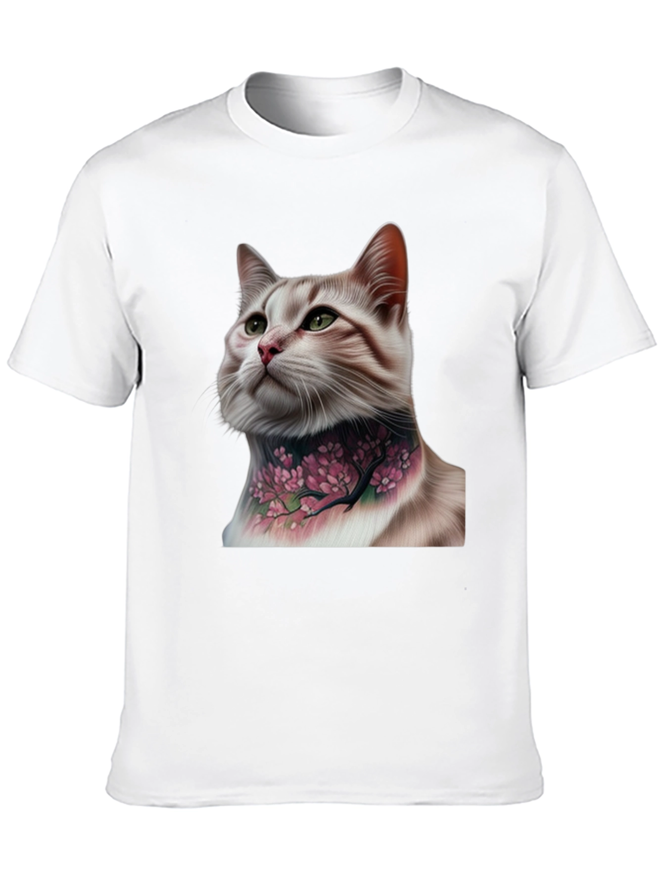 Cat with Floral Tattoo Graphic Tee
