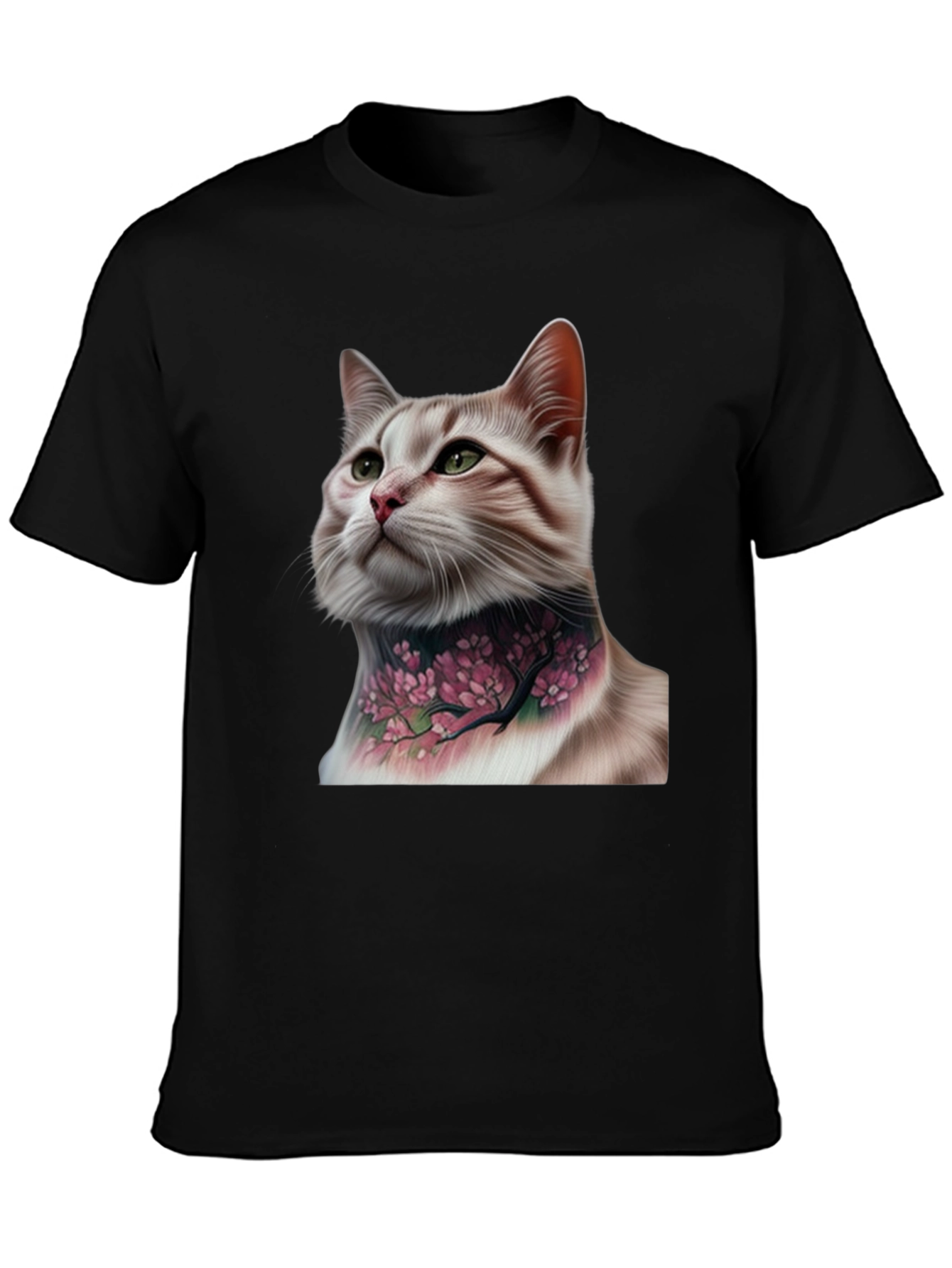 Cat with Floral Tattoo Graphic Tee