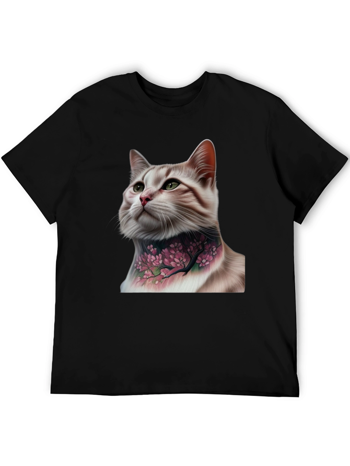 Cat with Floral Tattoo Graphic Tee