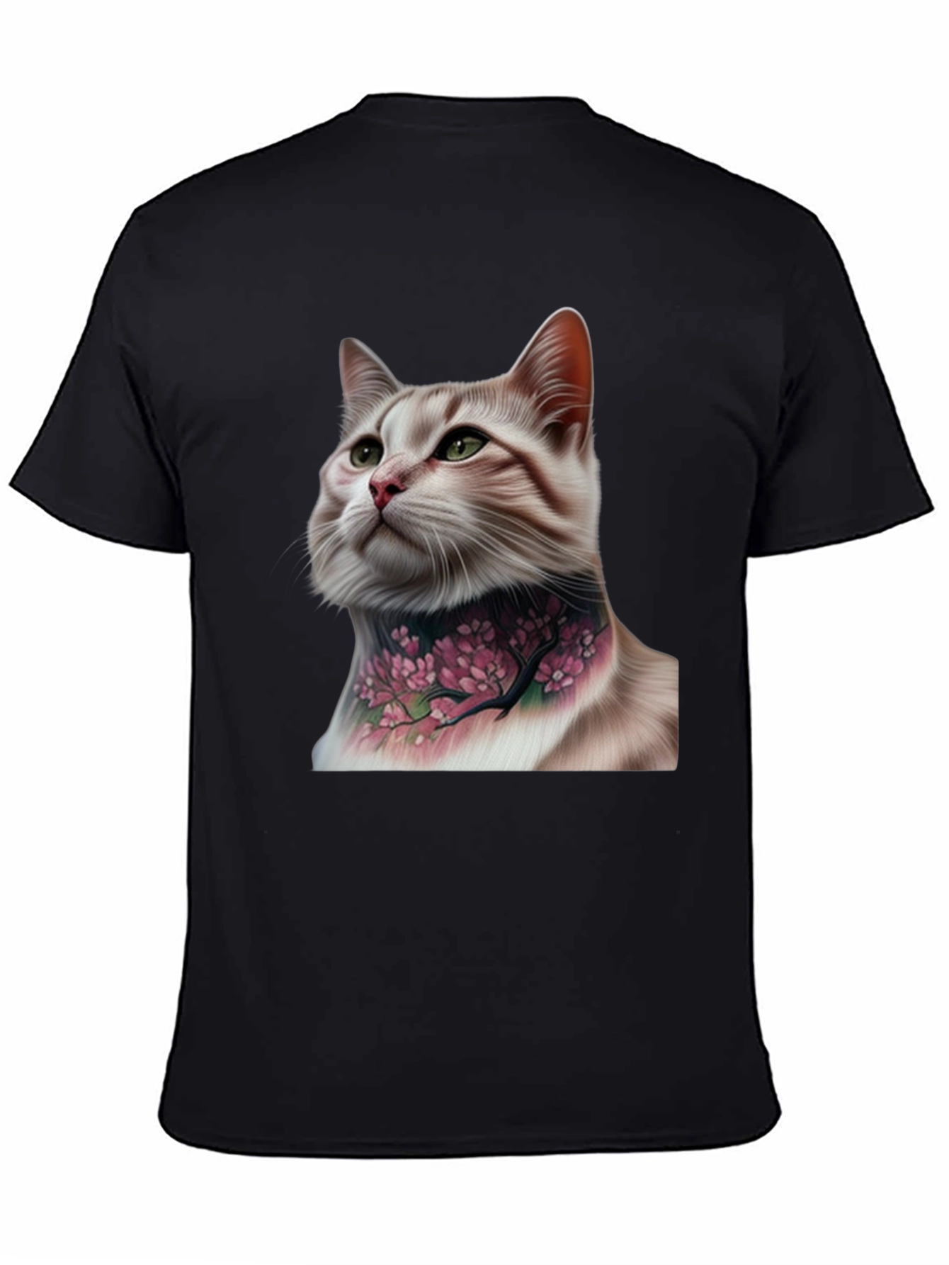 Cat with Floral Tattoo Graphic Tee
