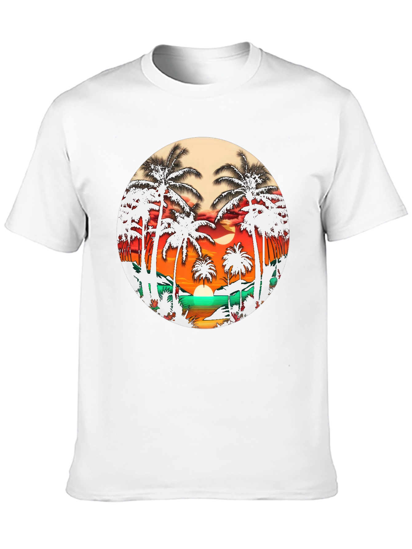 Tropical Palm Tree Sunset Graphic Tee