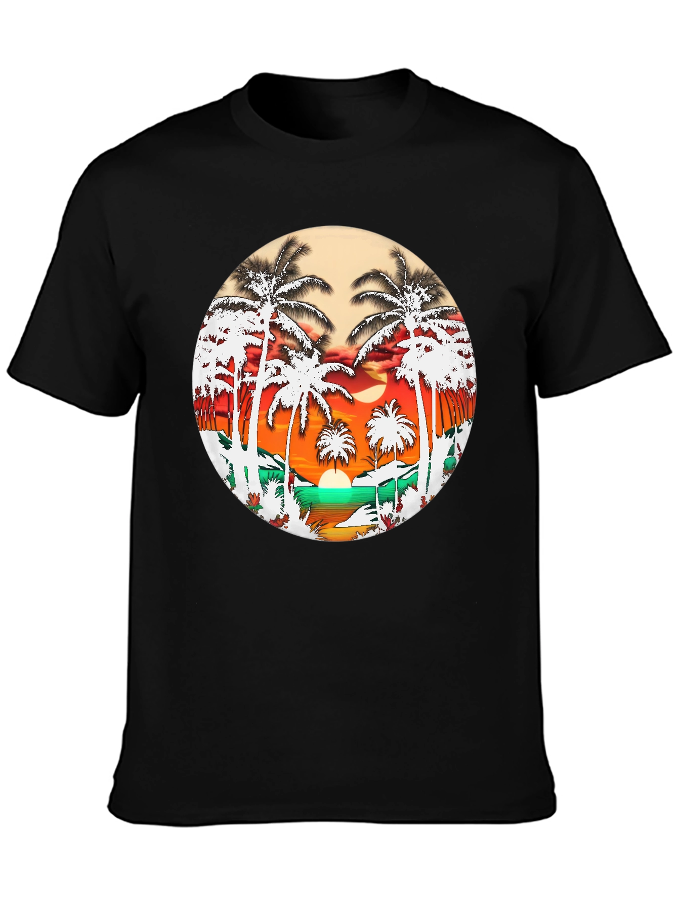 Tropical Palm Tree Sunset Graphic Tee