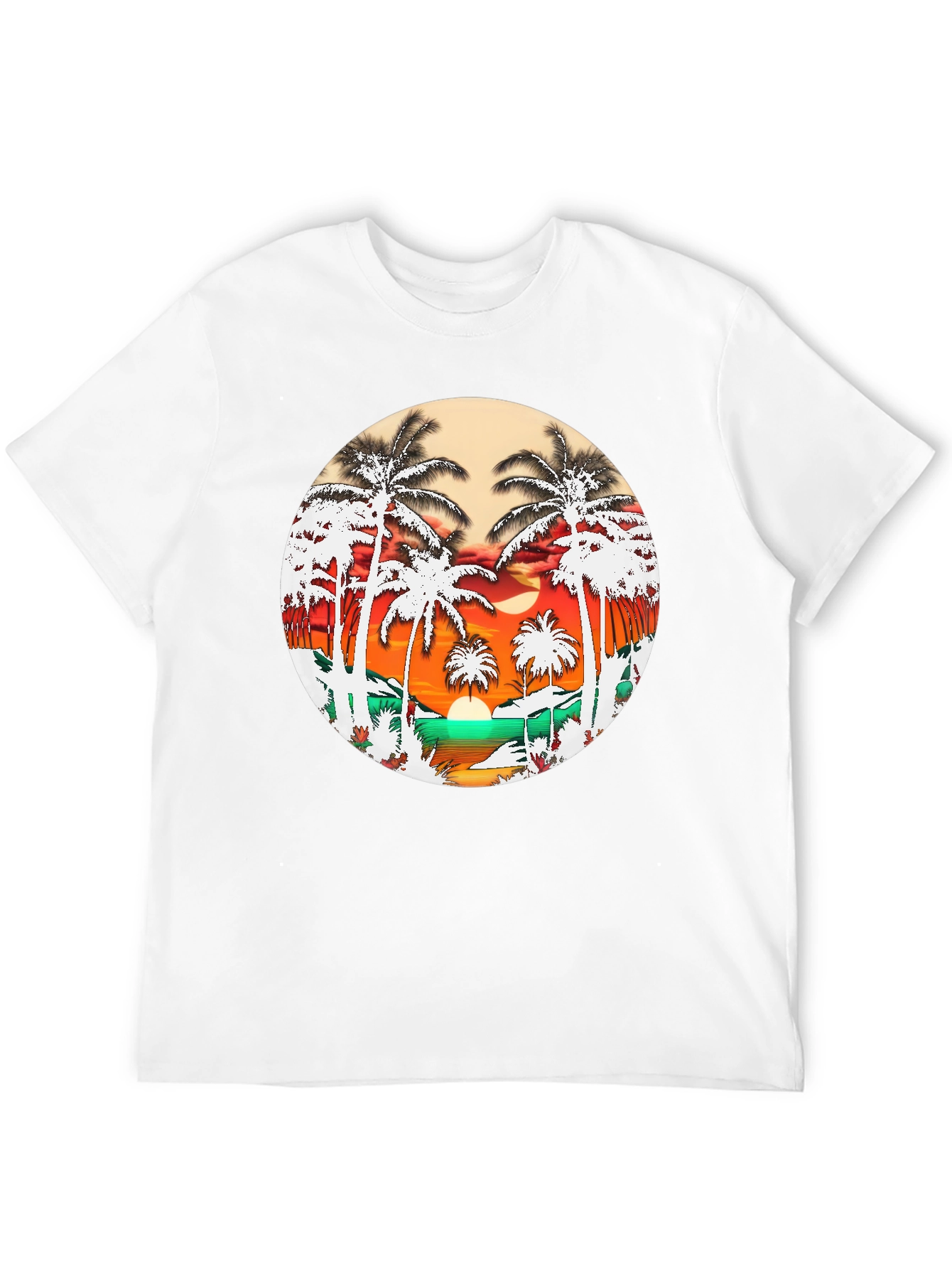Tropical Palm Tree Sunset Graphic Tee