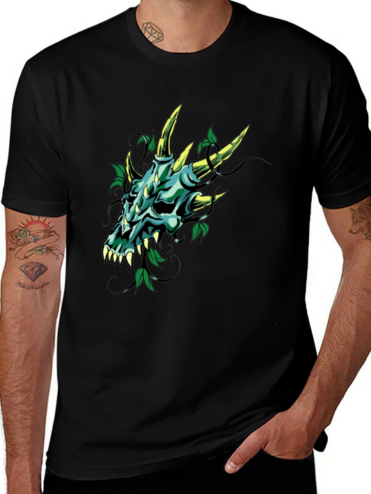 Dragon Skull Graphic Tee - Mens Black T-Shirt