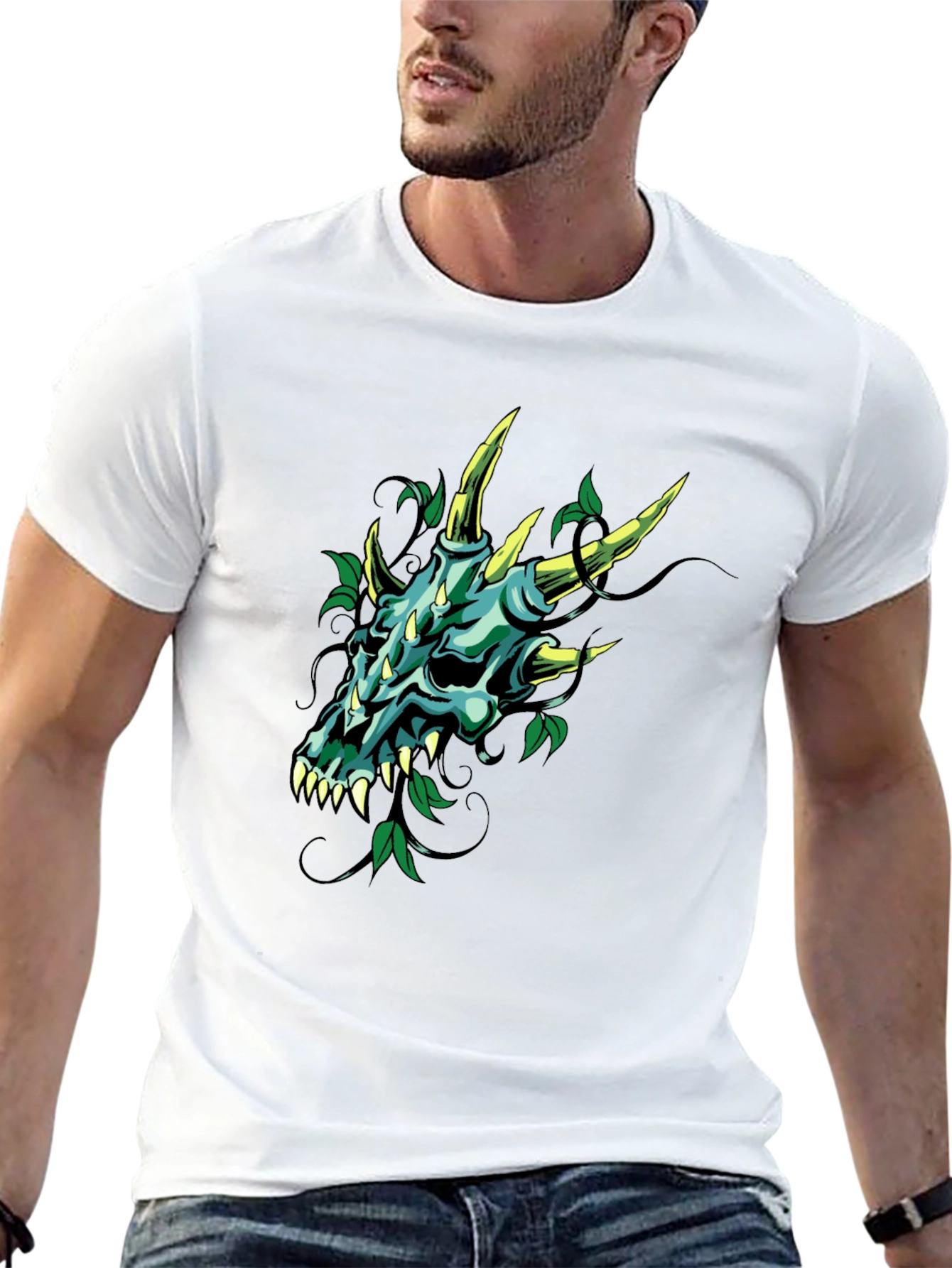 Dragon Skull Graphic Tee - Mens Black T-Shirt