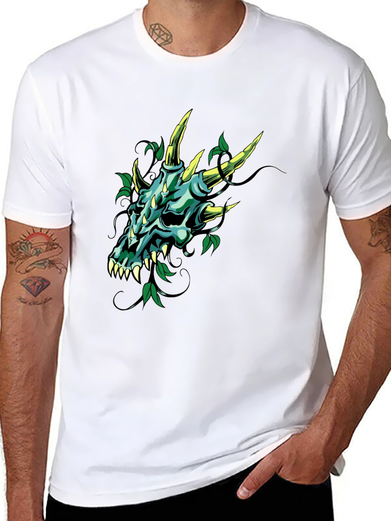 Dragon Skull Graphic Tee - Mens Black T-Shirt