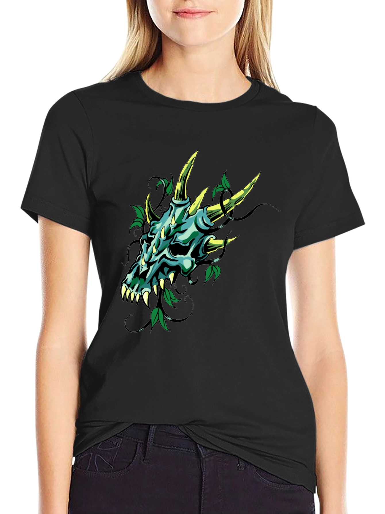 Dragon Skull Graphic Tee - Mens Black T-Shirt