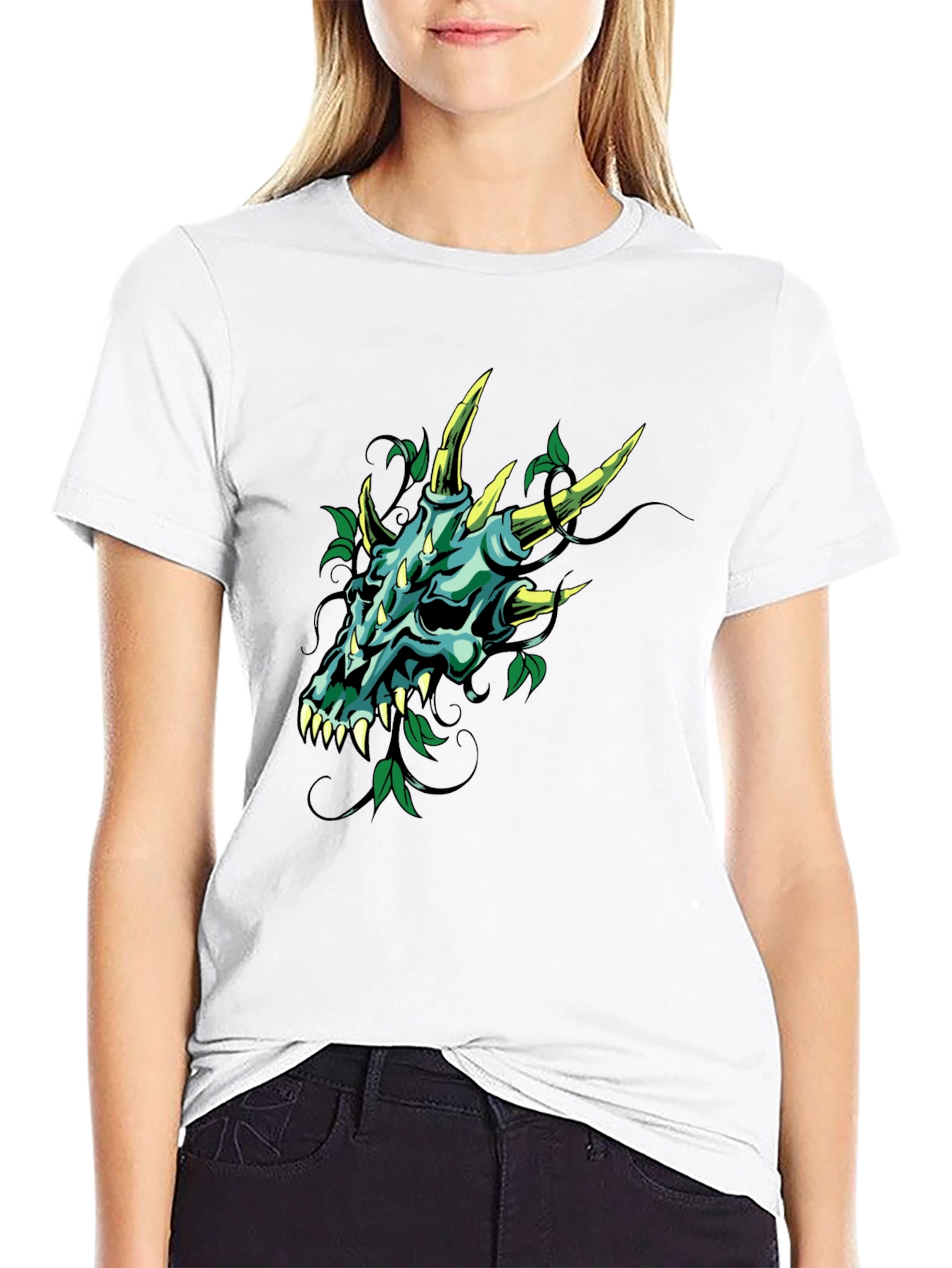 Dragon Skull Graphic Tee - Mens Black T-Shirt