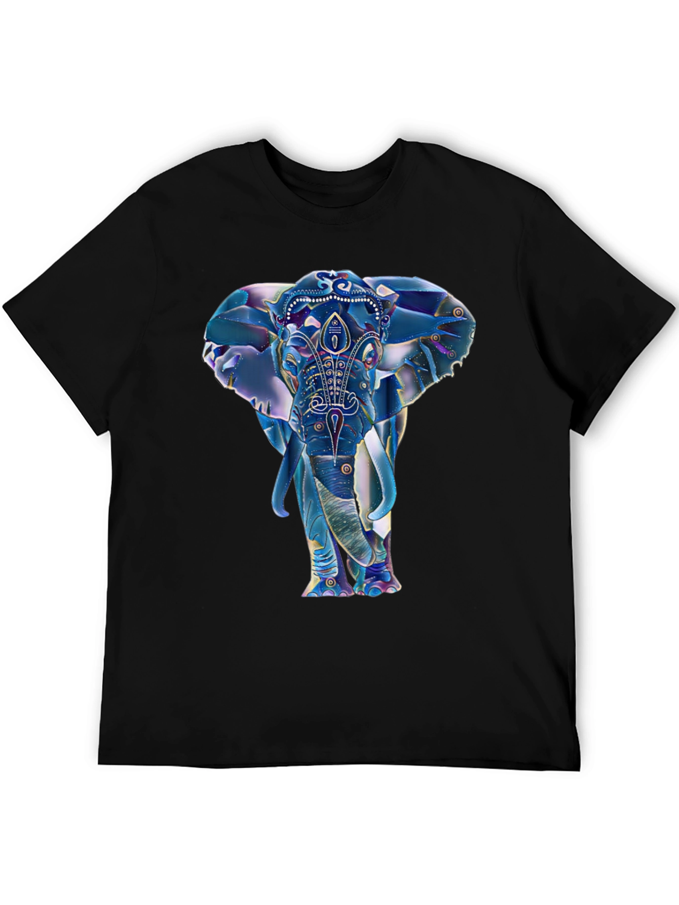 Elephant Graphic Print Mens Black T-Shirt