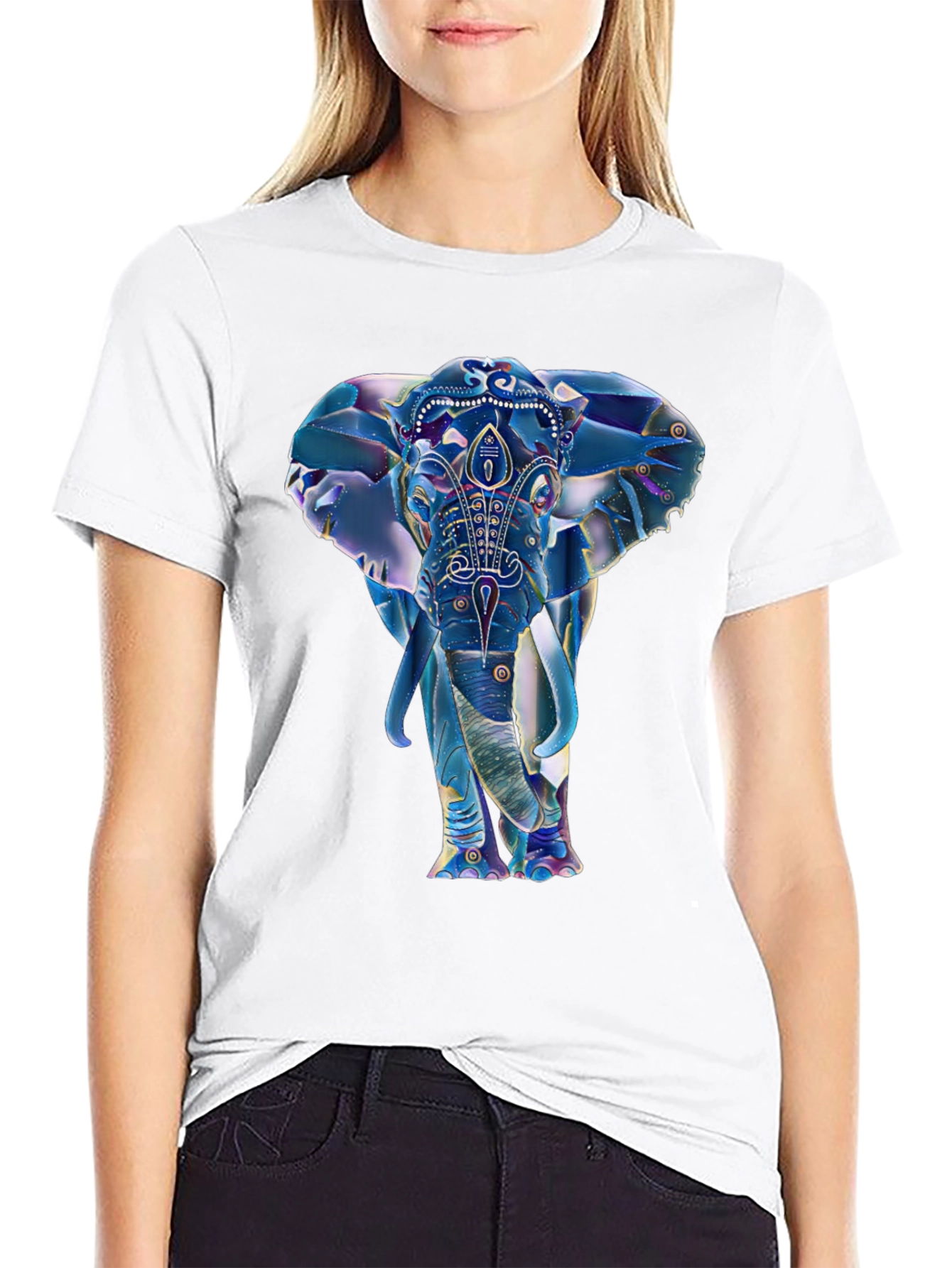 Elephant Graphic Print Mens Black T-Shirt
