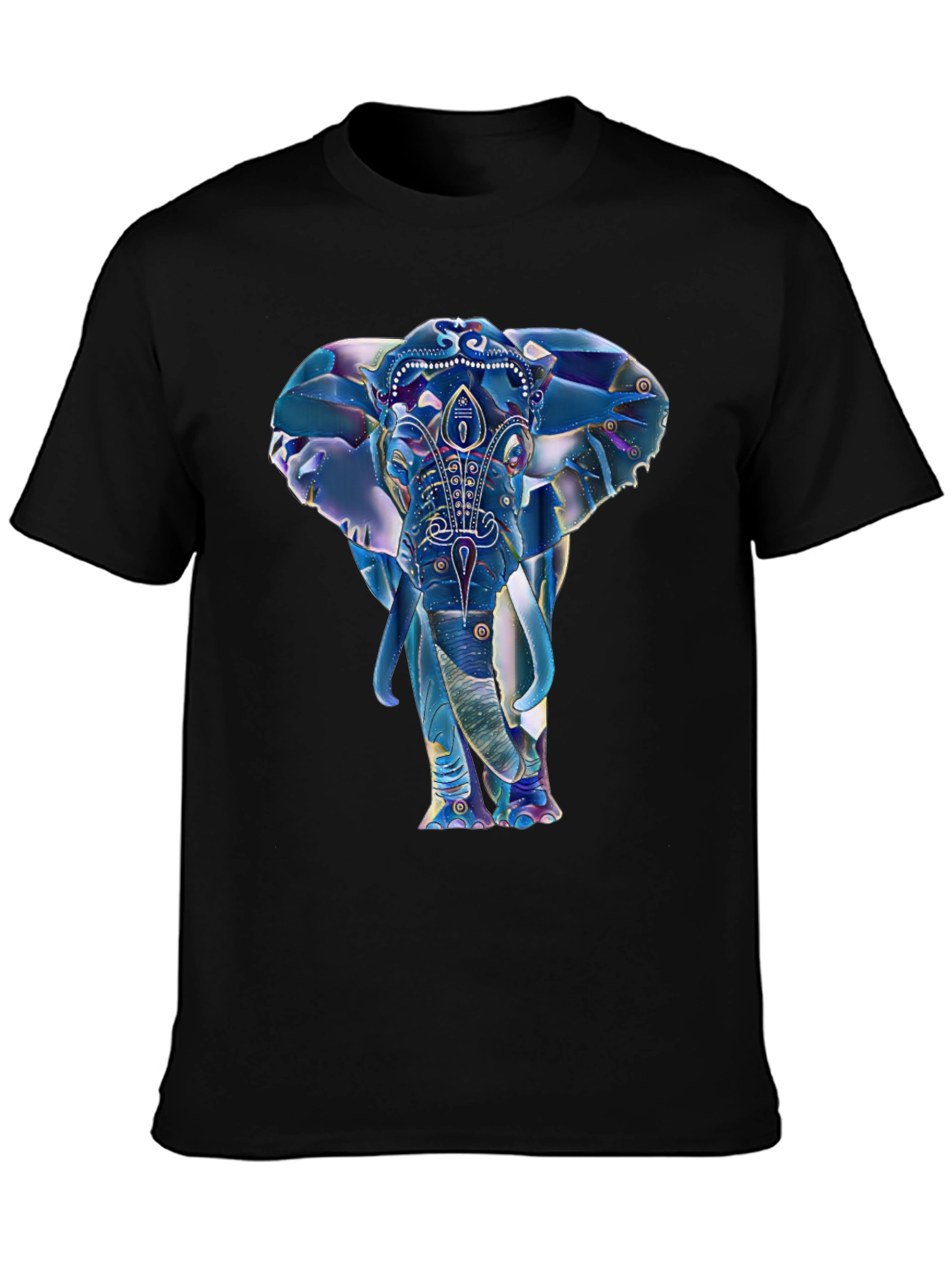 Elephant Graphic Print Mens Black T-Shirt