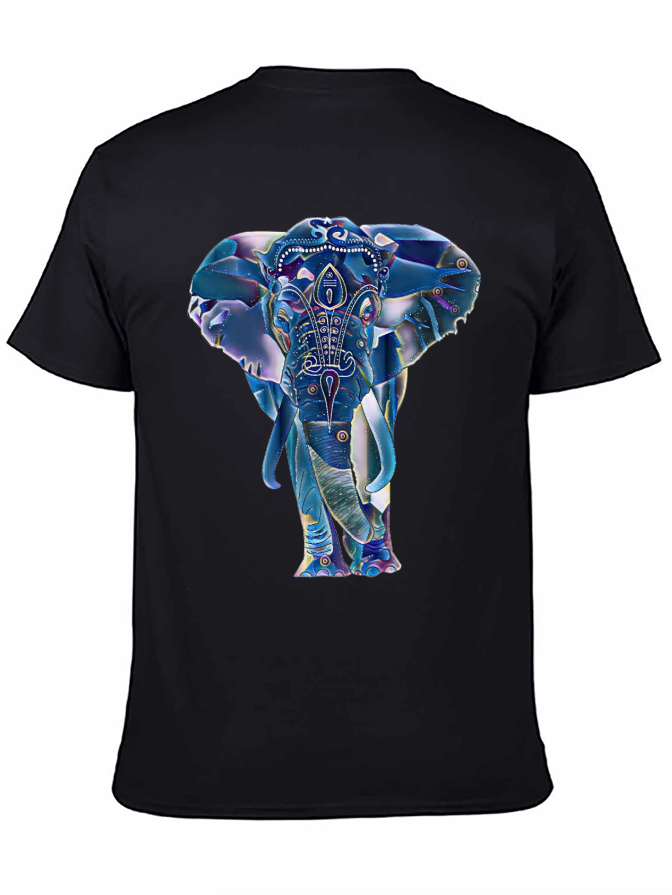 Elephant Graphic Print Mens Black T-Shirt