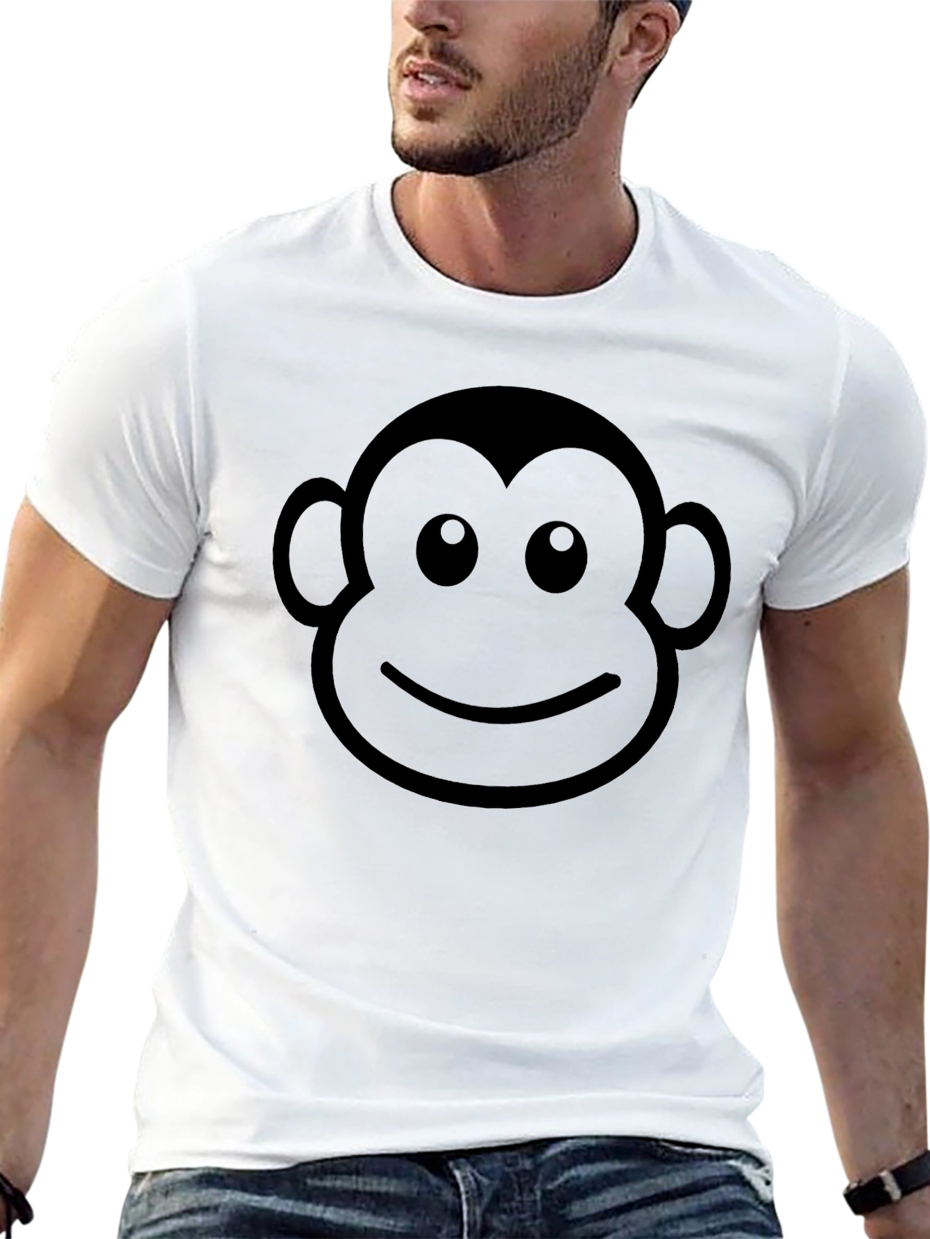 Monkey Face Graphic Black T-Shirt - Fun & Stylish