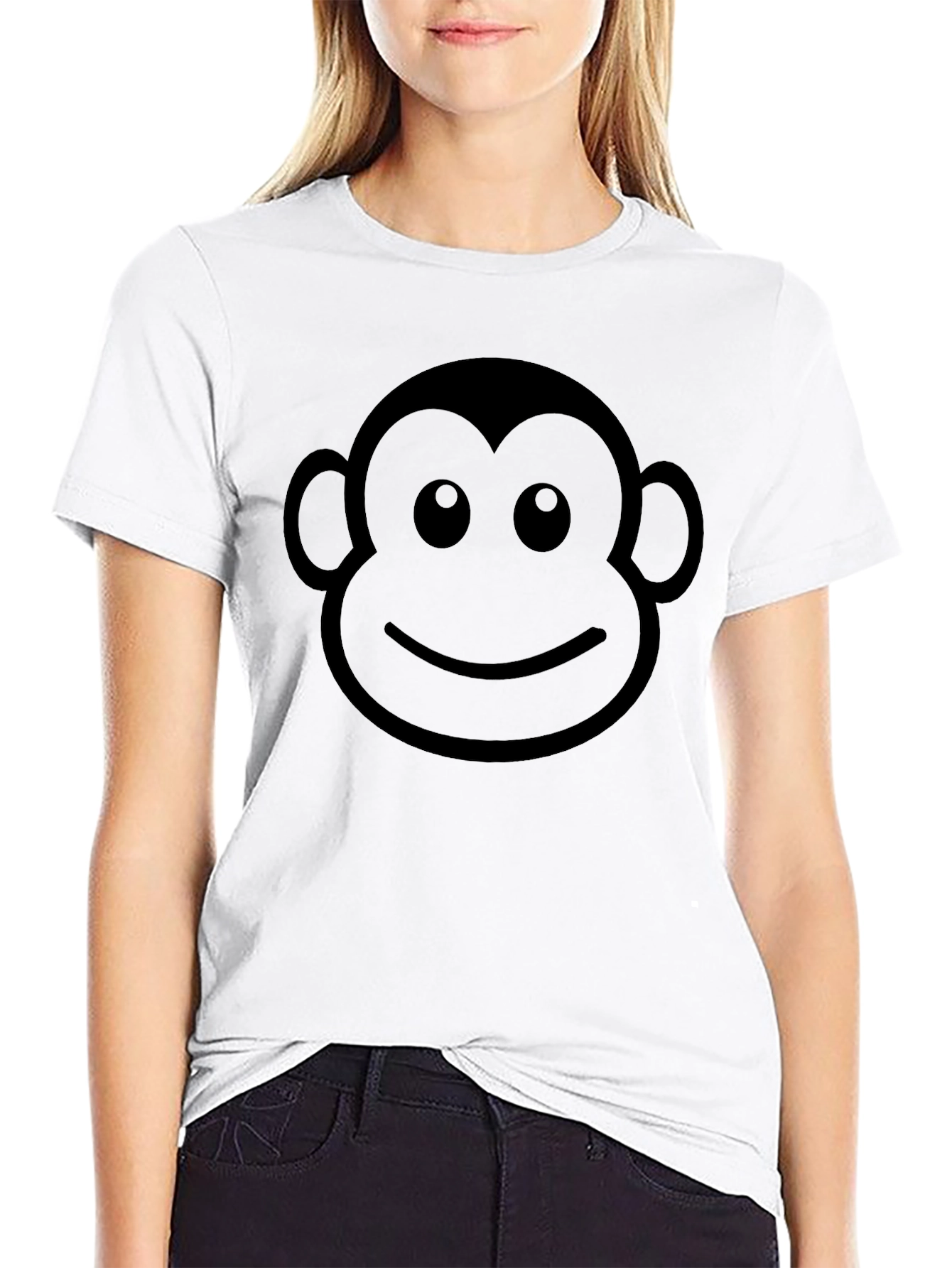 Monkey Face Graphic Black T-Shirt - Fun & Stylish