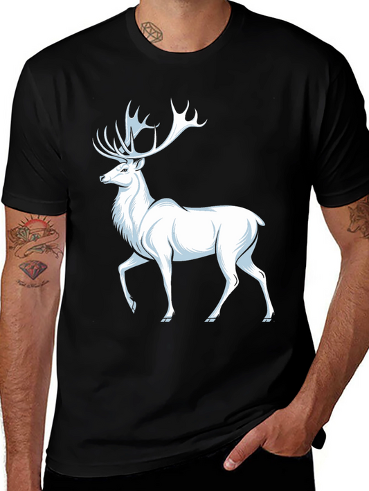 White Deer Graphic T-Shirt - Classic Black Tee
