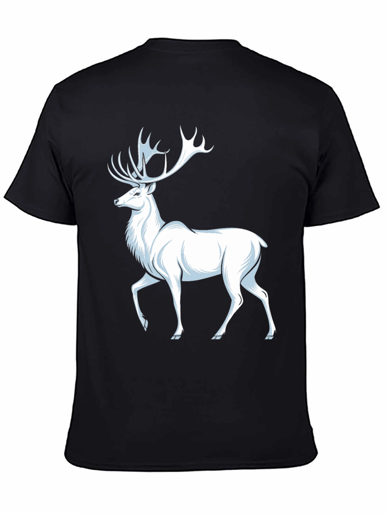 White Deer Graphic T-Shirt - Classic Black Tee