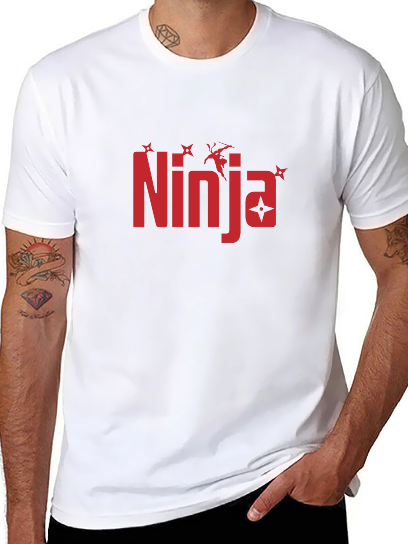Ninja Graphic Print Black T-Shirt