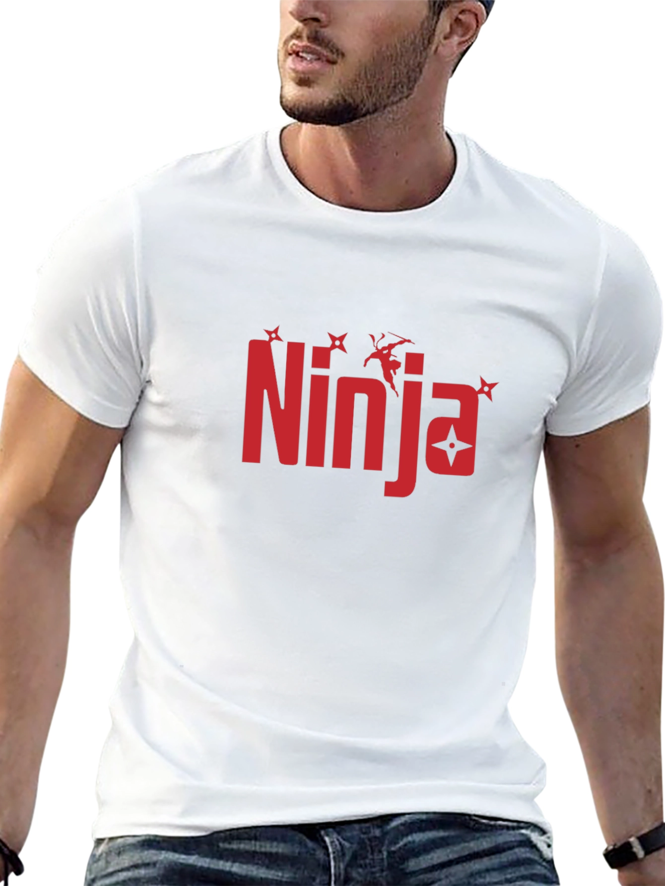 Ninja Graphic Print Black T-Shirt