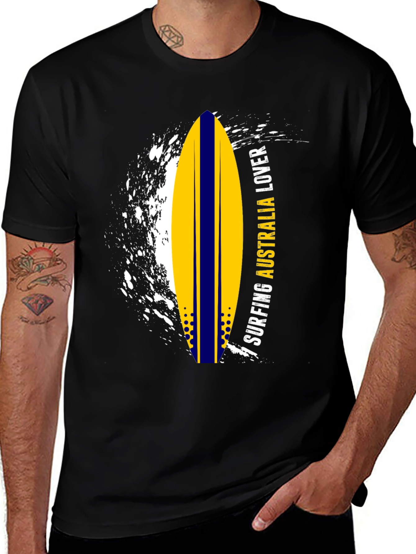 Surfing Australia Lover T-Shirt - Black Surfboard Tee
