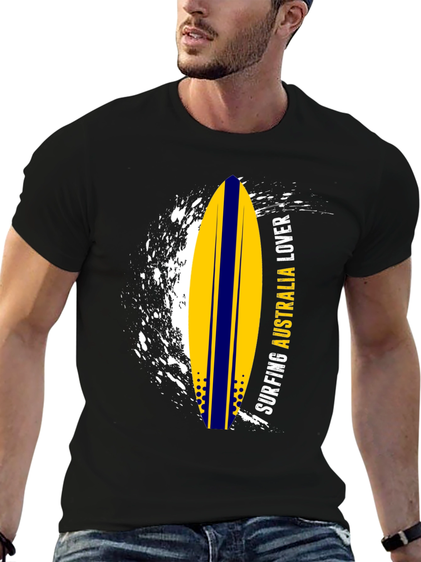 Surfing Australia Lover T-Shirt - Black Surfboard Tee