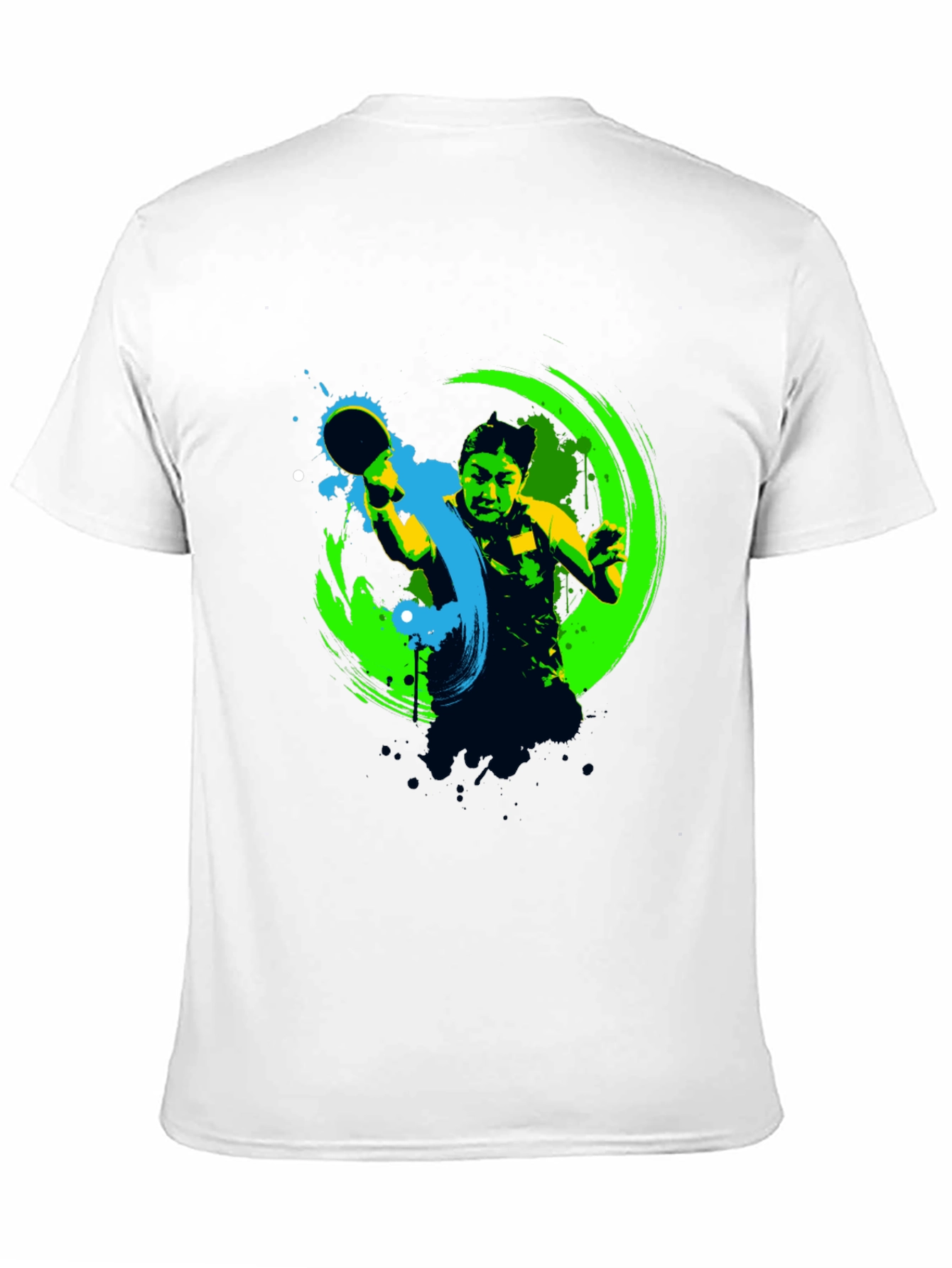 Ping Pong Player Graphic Black T-Shirt