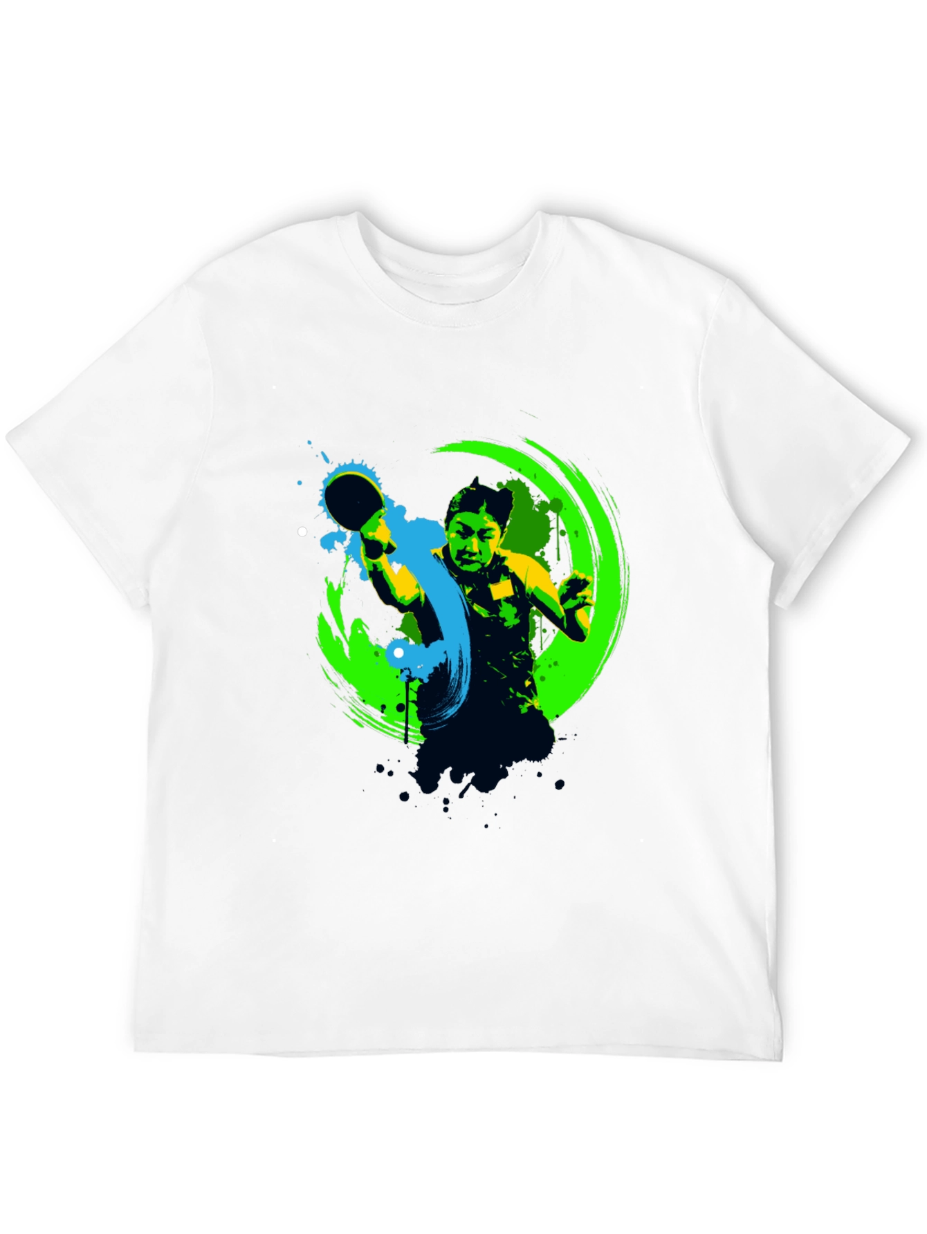 Ping Pong Player Graphic Black T-Shirt