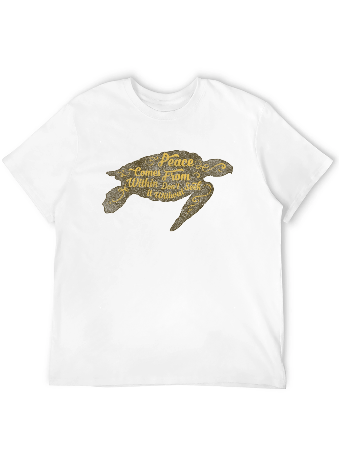 Peace Turtle Graphic Tee - Black Crew Neck T-Shirt