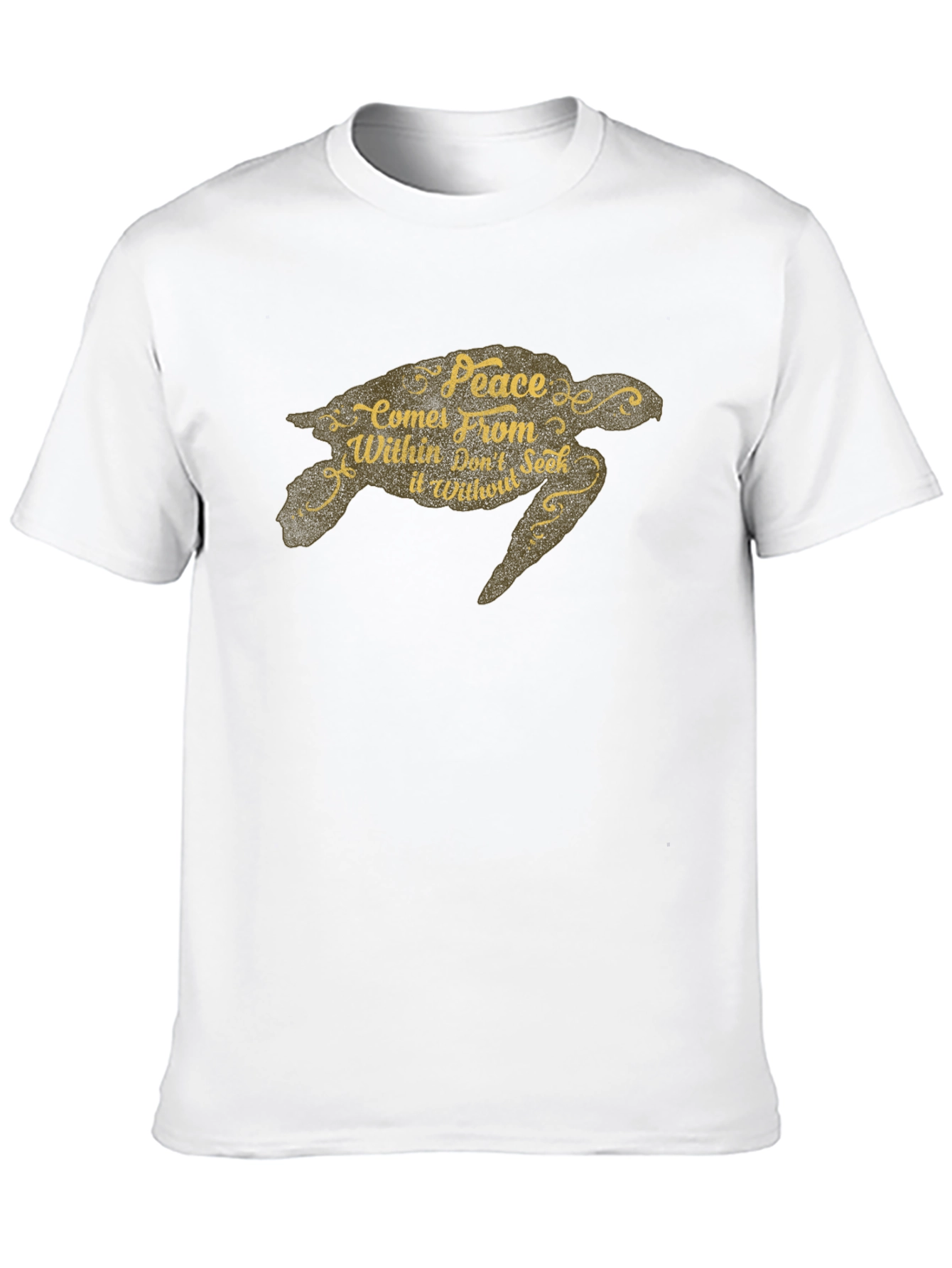 Peace Turtle Graphic Tee - Black Crew Neck T-Shirt