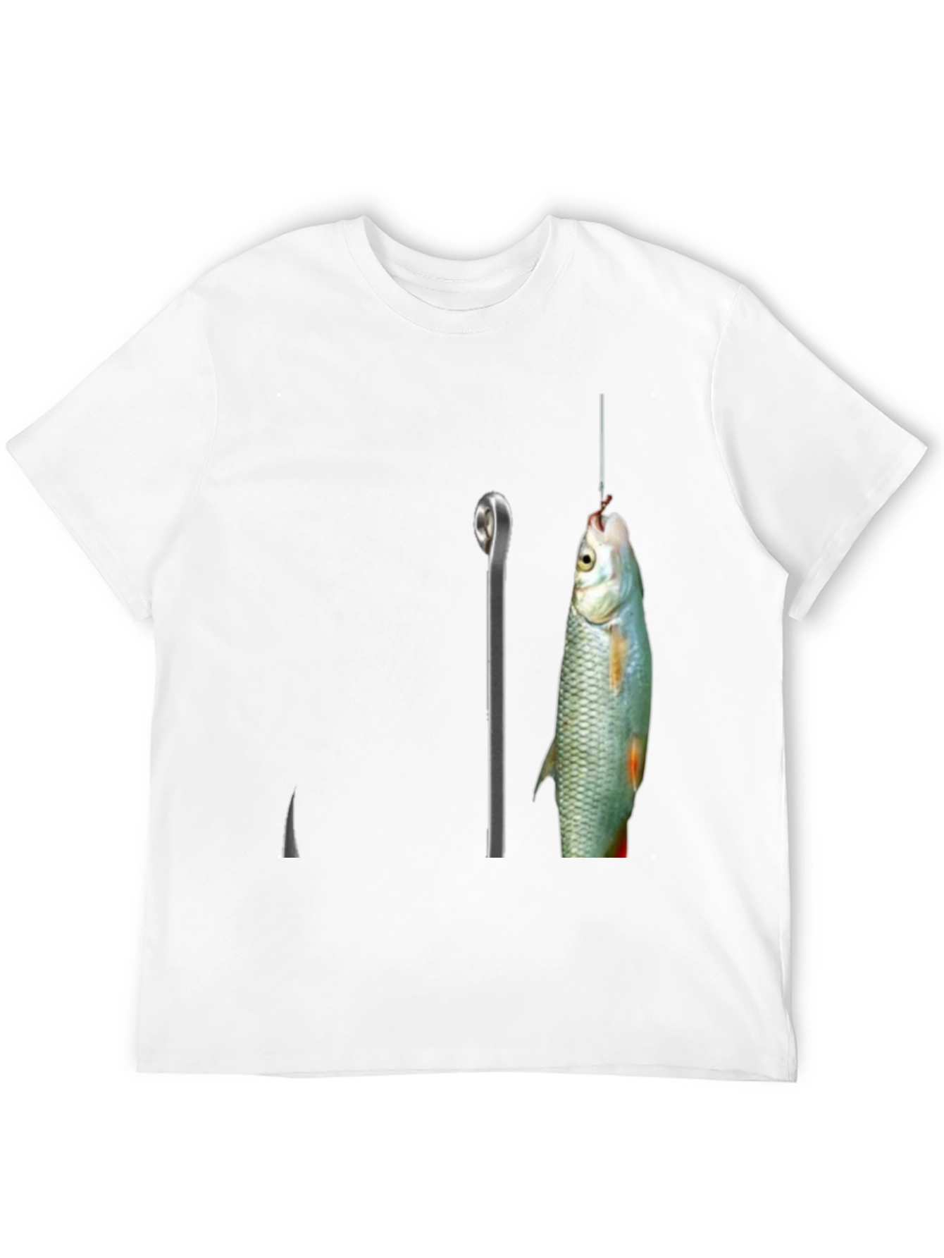 Fishing Hook Graphic Tee - Black Cotton Blend T-Shirt