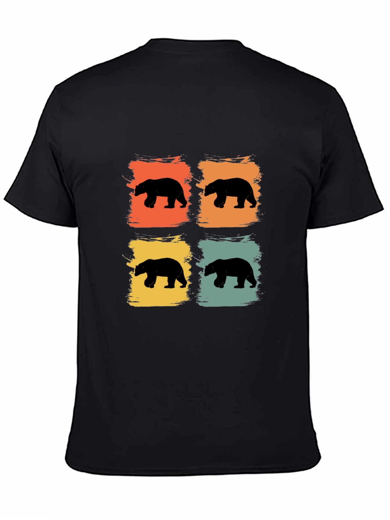 Retro Bear Silhouette Graphic Tee - Black