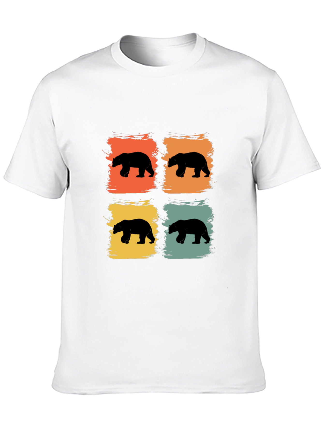 Retro Bear Silhouette Graphic Tee - Black