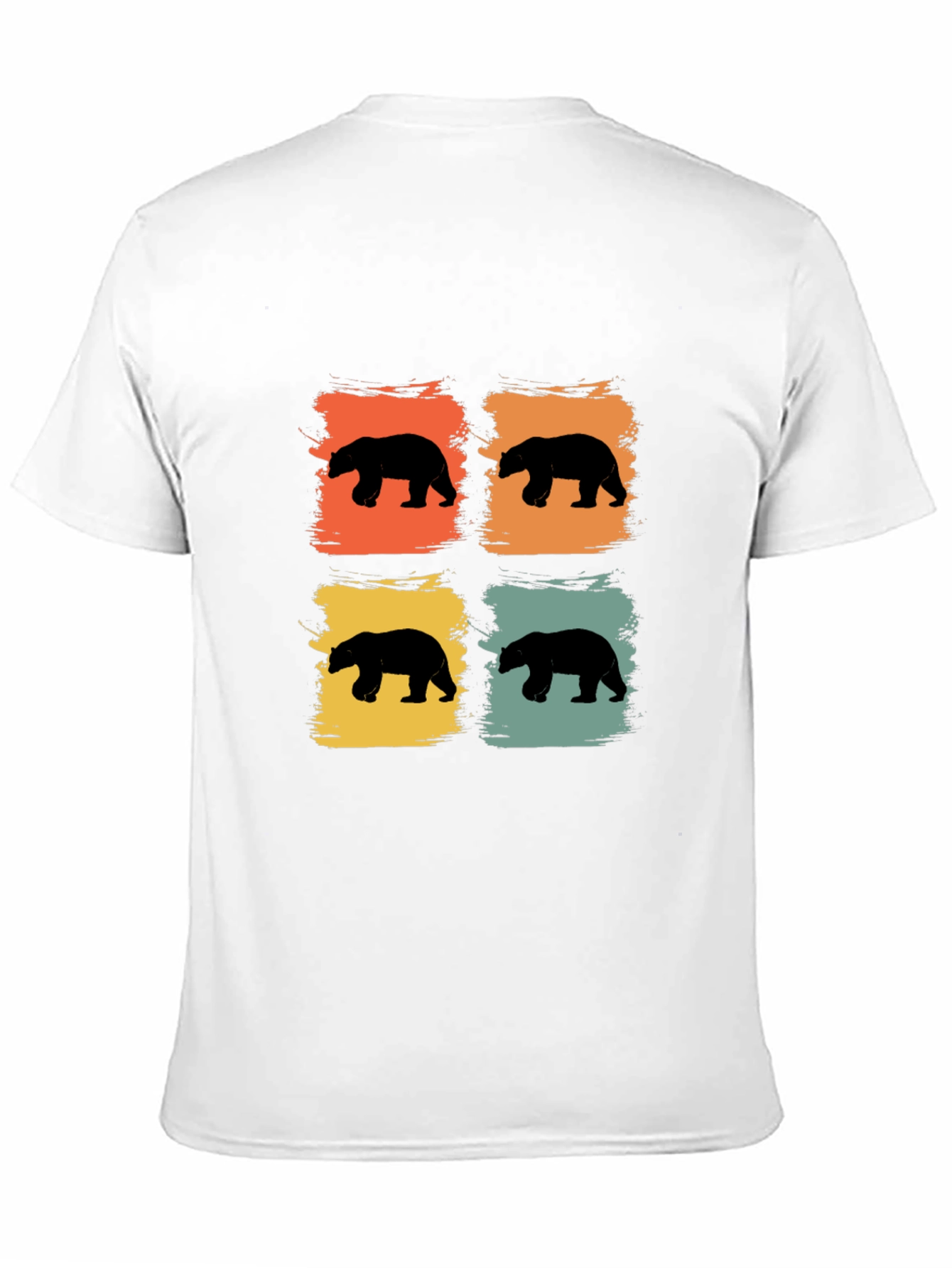 Retro Bear Silhouette Graphic Tee - Black