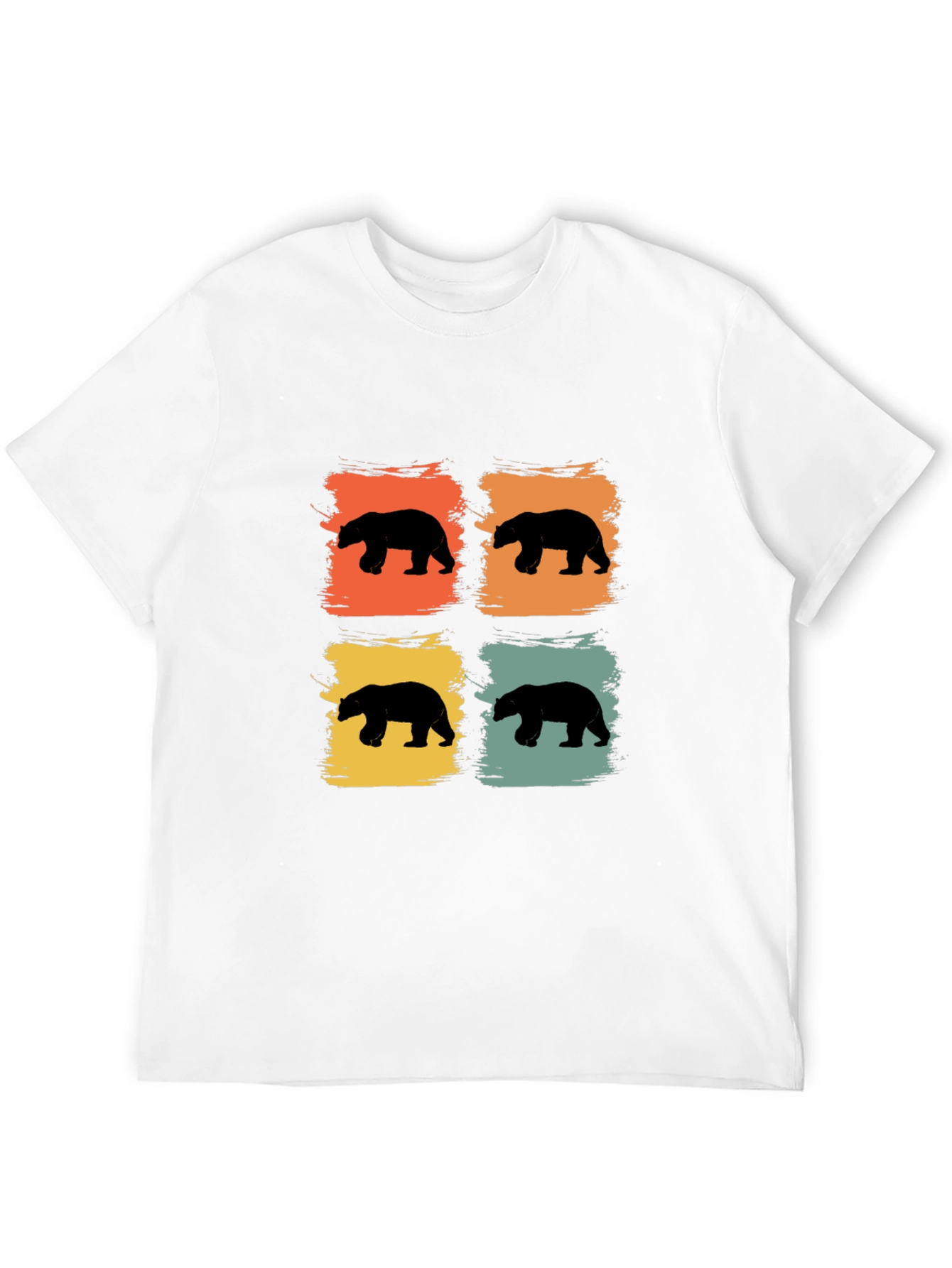 Retro Bear Silhouette Graphic Tee - Black