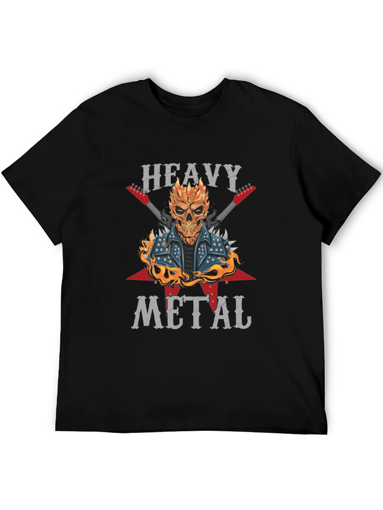 Heavy Metal Graphic T-Shirt - Rocker Skull Design
