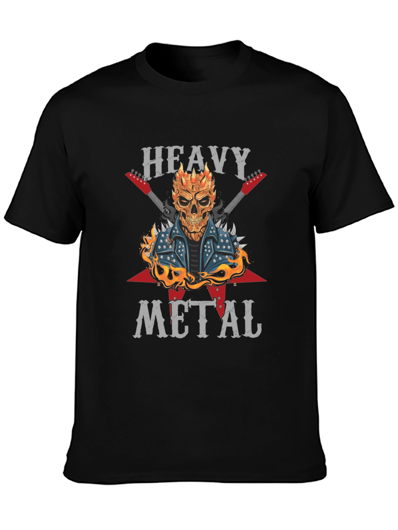 Heavy Metal Graphic T-Shirt - Rocker Skull Design