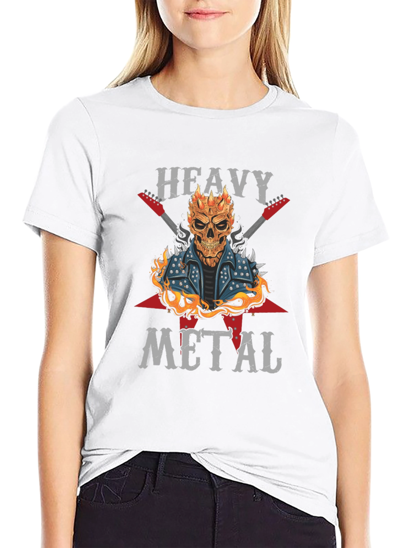 Heavy Metal Graphic T-Shirt - Rocker Skull Design