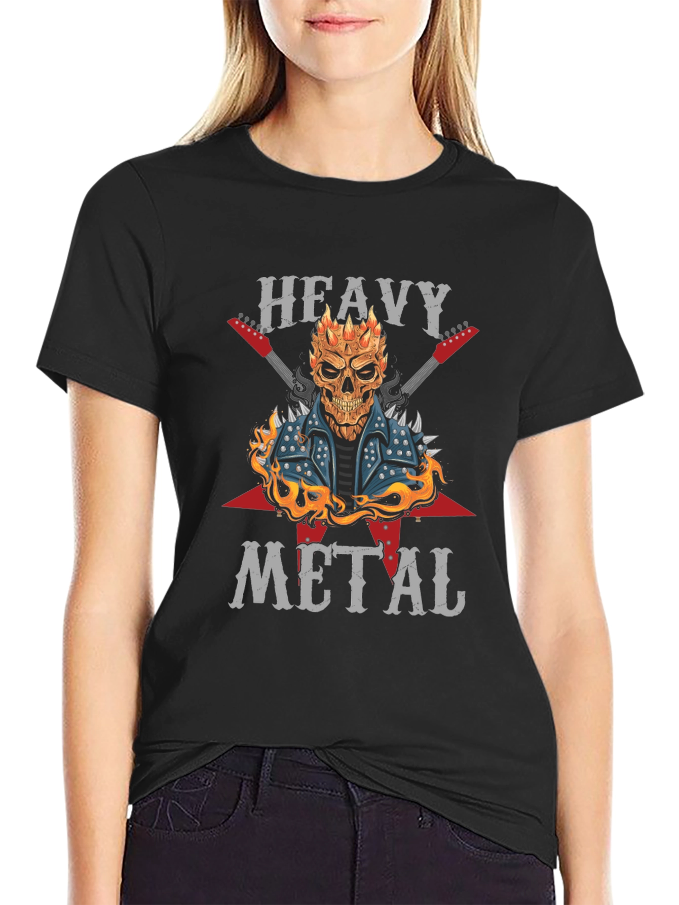 Heavy Metal Graphic T-Shirt - Rocker Skull Design