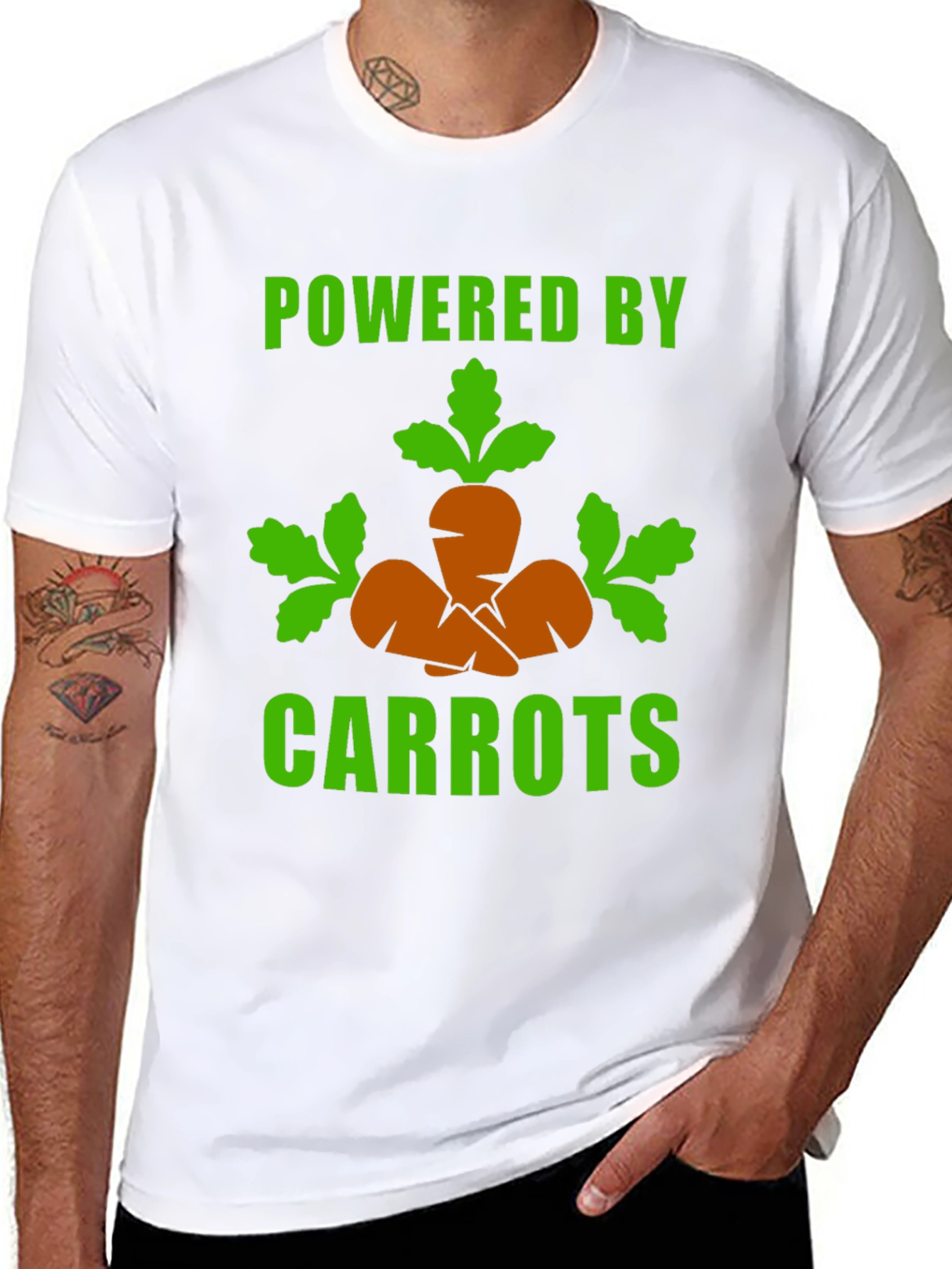 Powered By Carrots - Funny Vegan T-Shirt
